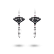 Black Jade Fan Earrings - K.S. Sze & Sons
