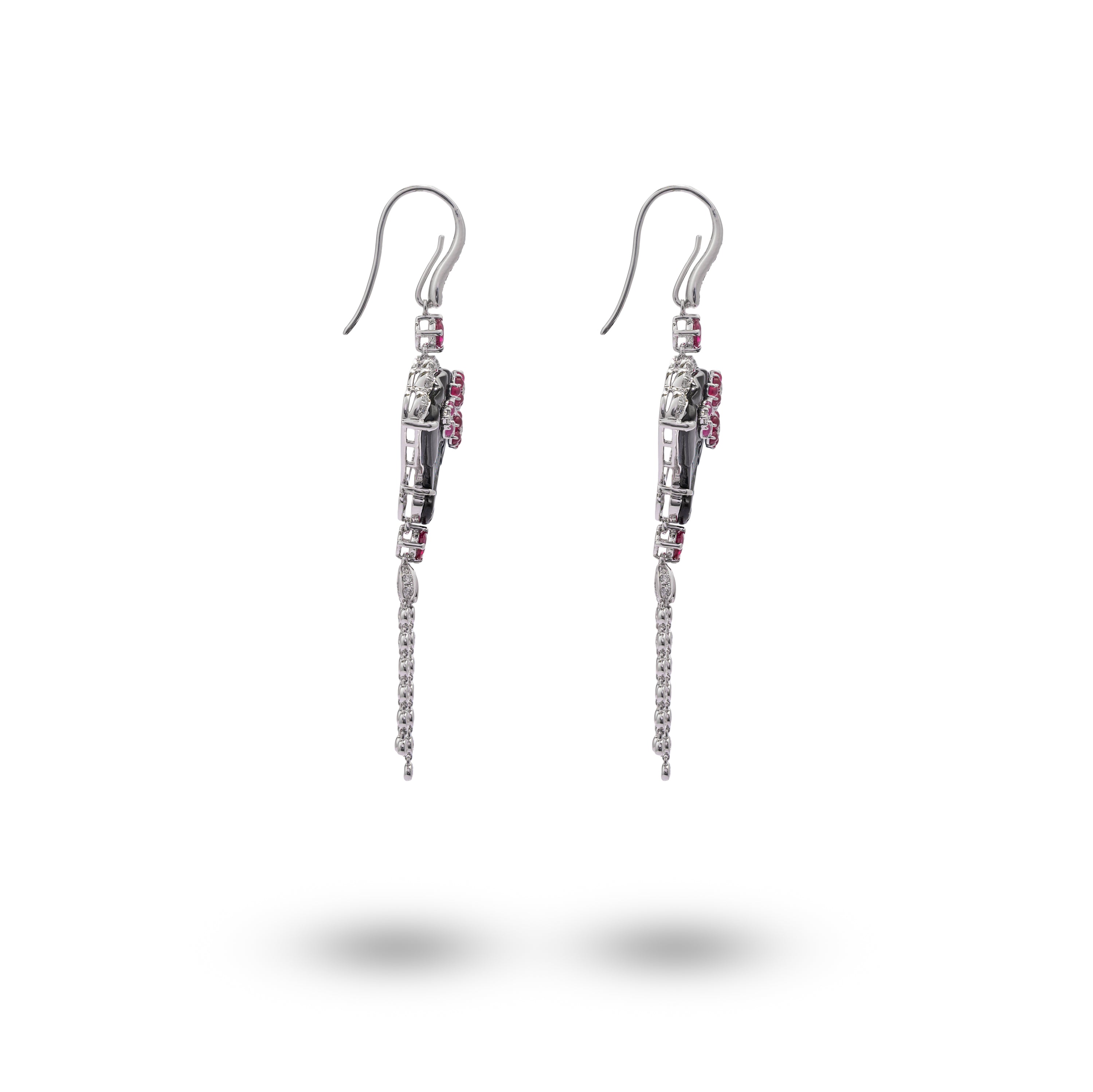 Black Jade Fan Earrings - K.S. Sze & Sons