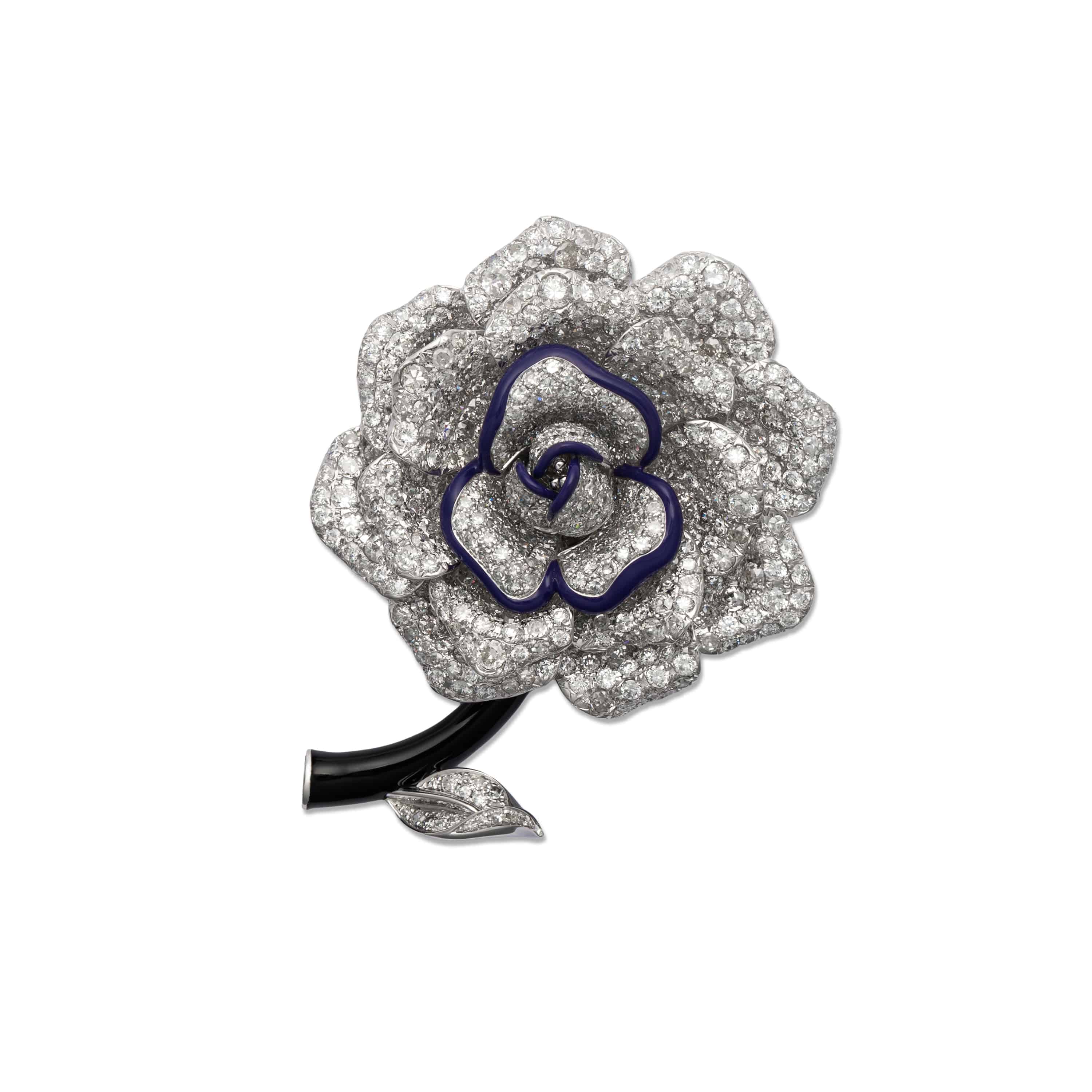 Transformational Diamond & Enamel Rose Brooch/Ring - K.S. Sze & Sons