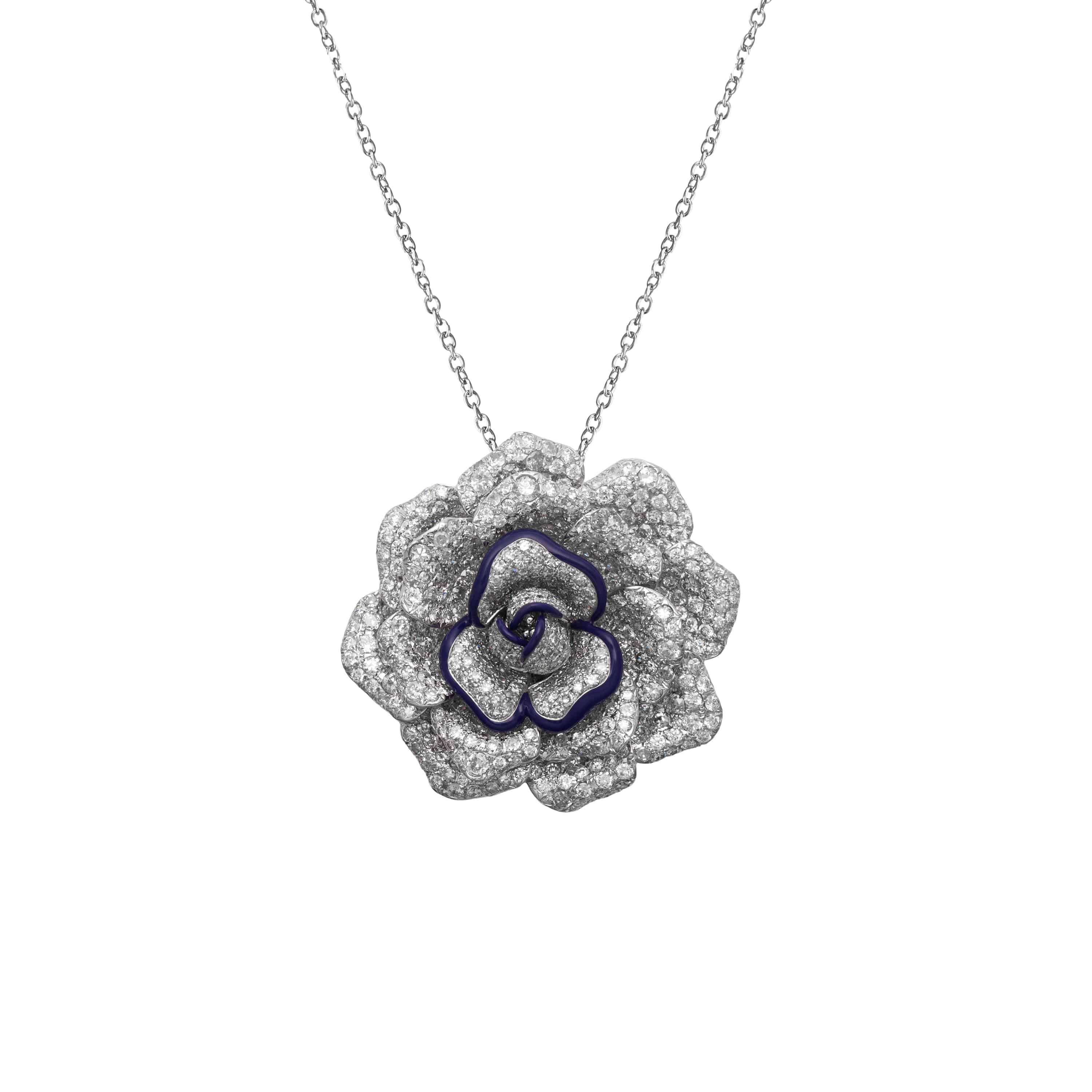 Transformational Diamond & Enamel Rose Brooch/Ring - K.S. Sze & Sons