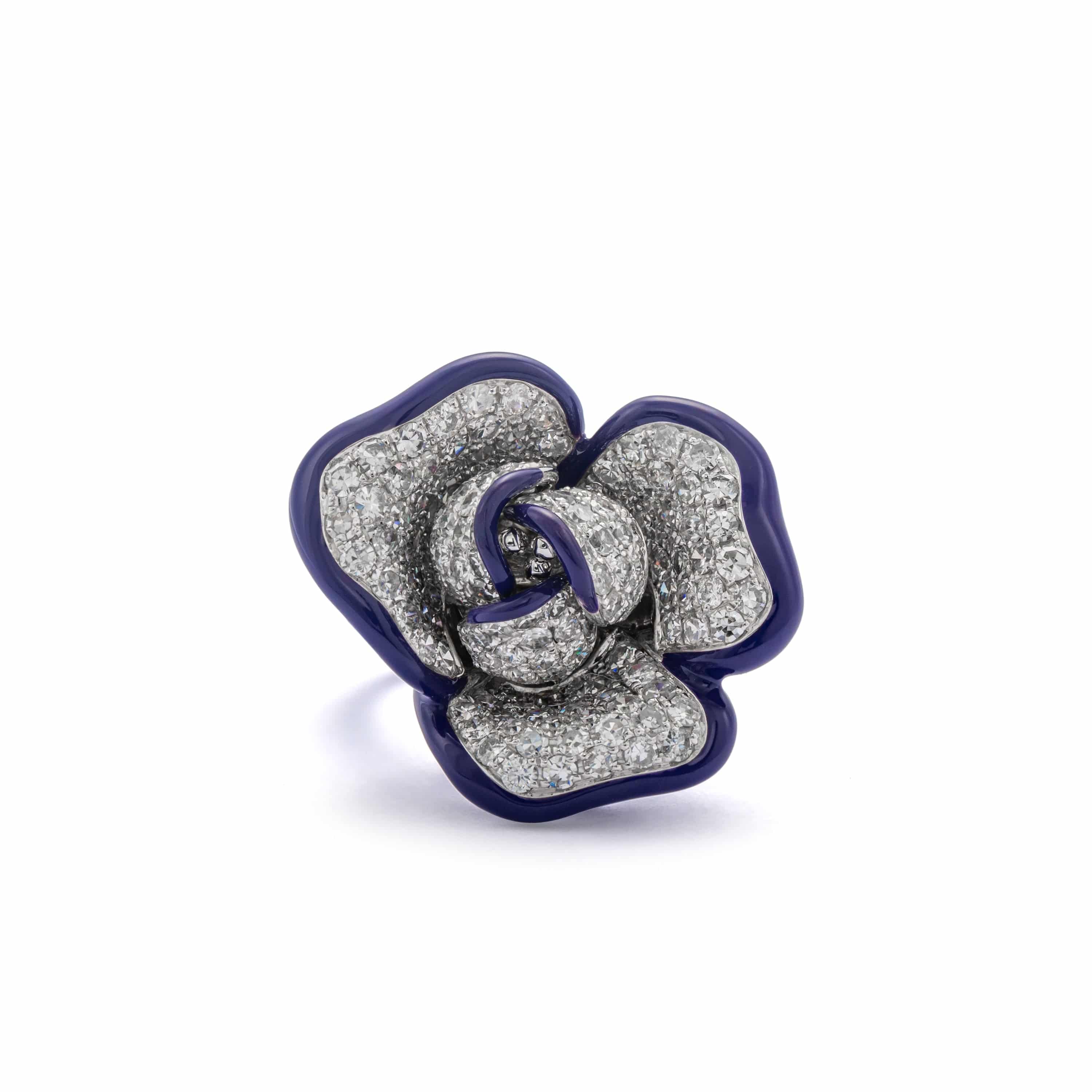 Transformational Diamond & Enamel Rose Brooch/Ring - K.S. Sze & Sons