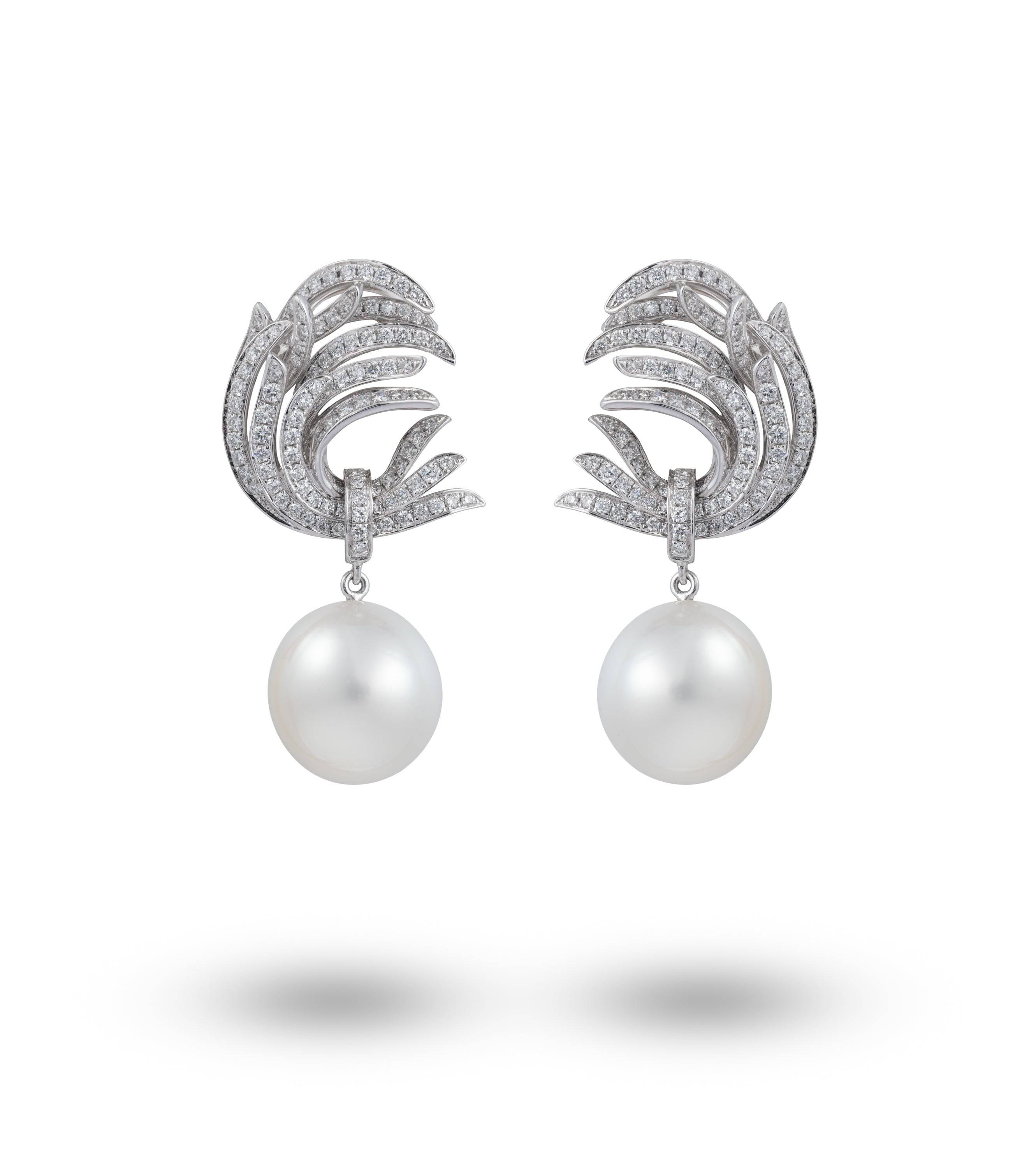 Transformational Whisp Earrings, Detechable Pearl - K.S. Sze & Sons
