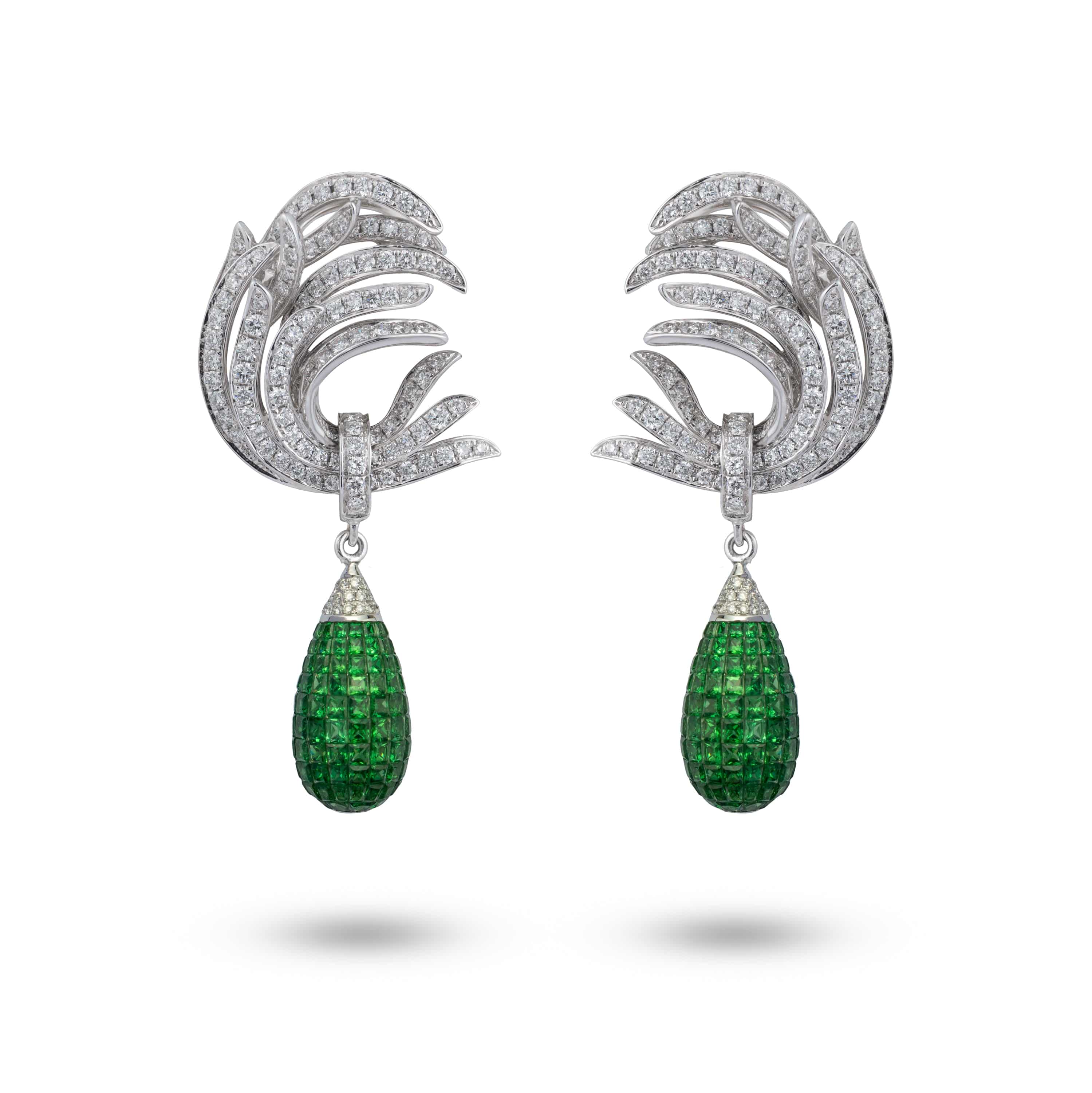 Transformational Diamond & Tsavorite Earring - K.S. Sze & Sons