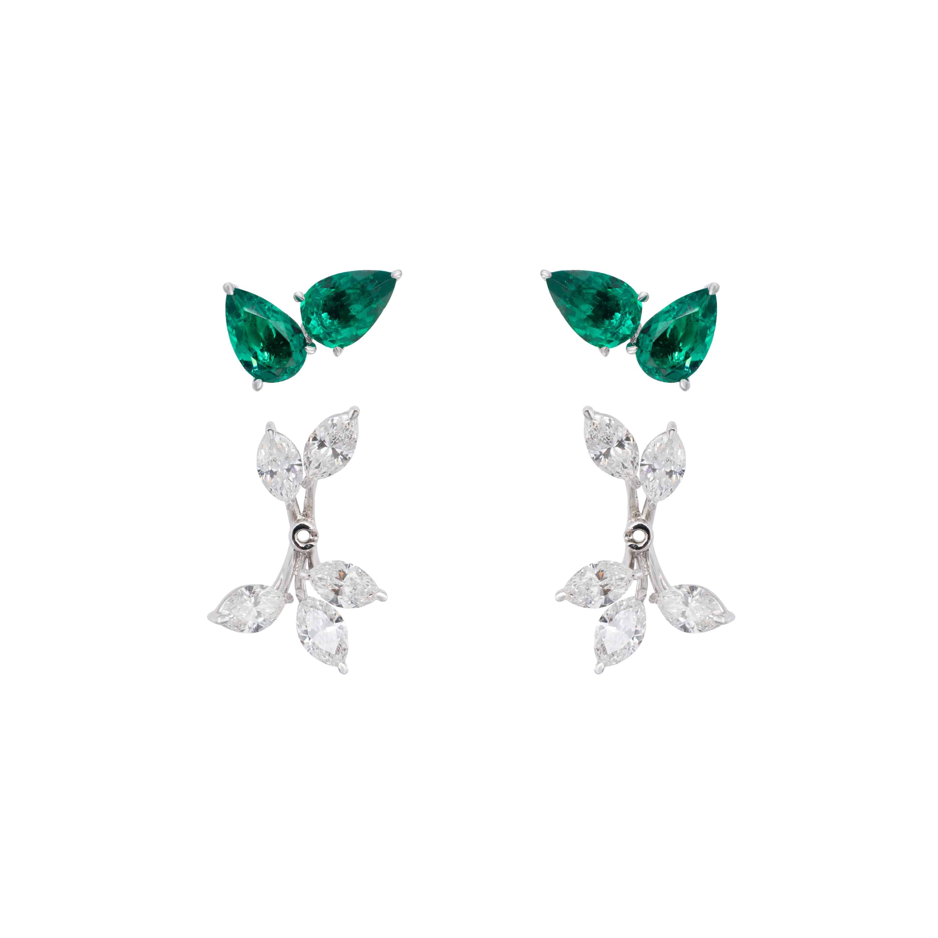 Transformational Emerald Earrings/Diamond Jackets - K.S. Sze & Sons
