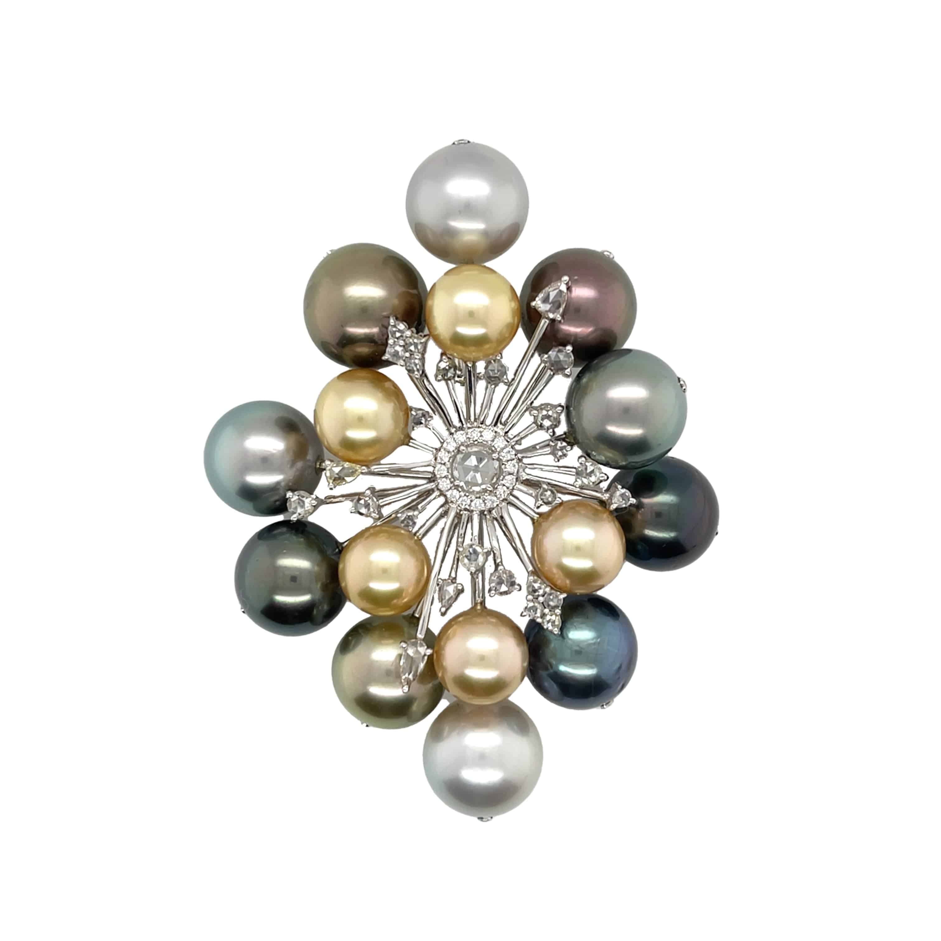 Transformational South Sea Pearl & Diamond Brooch/Pendant - K.S. Sze & Sons