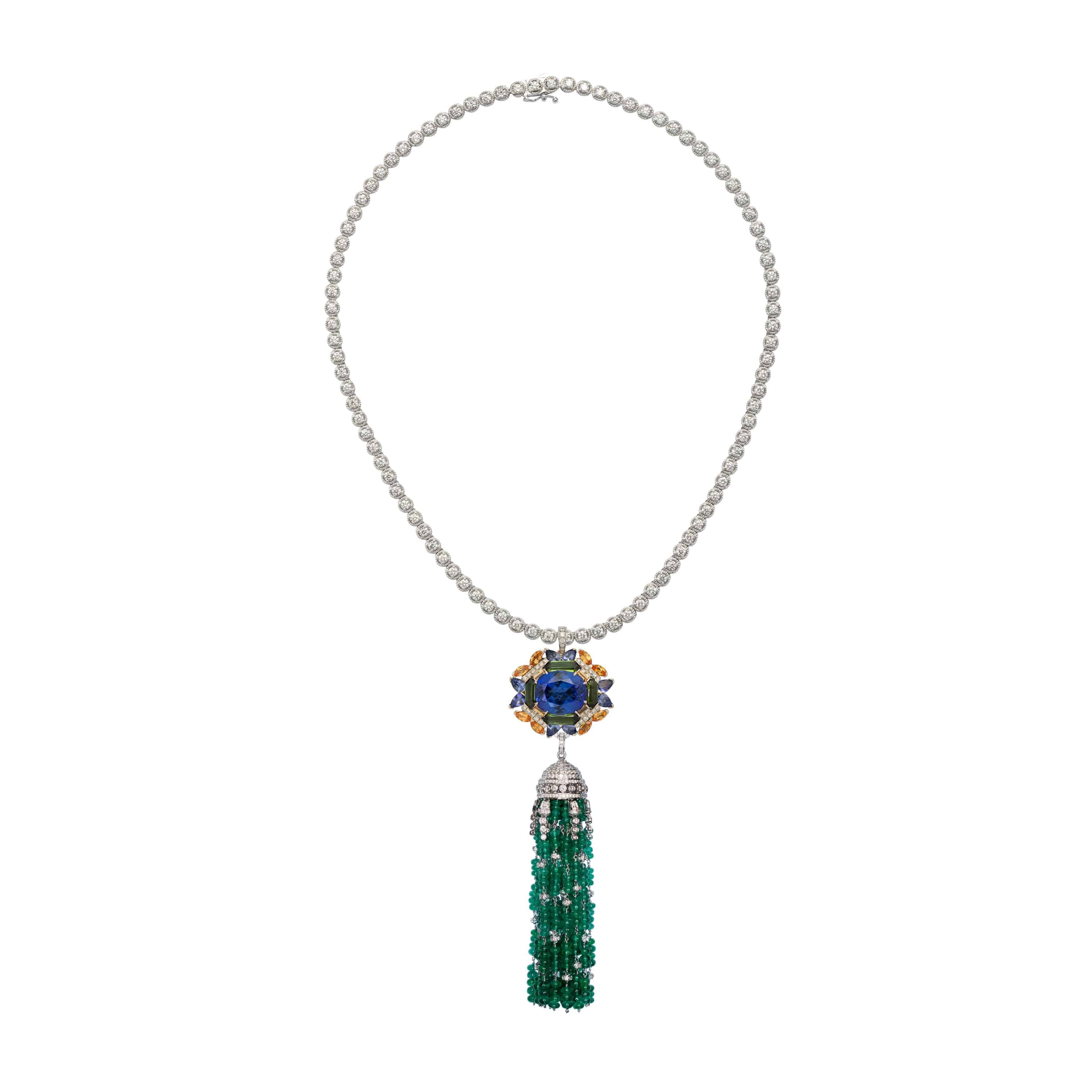 Transformational Tanzanite, Emerald & Diamond Necklace/Ring/Pendant - K.S. Sze & Sons
