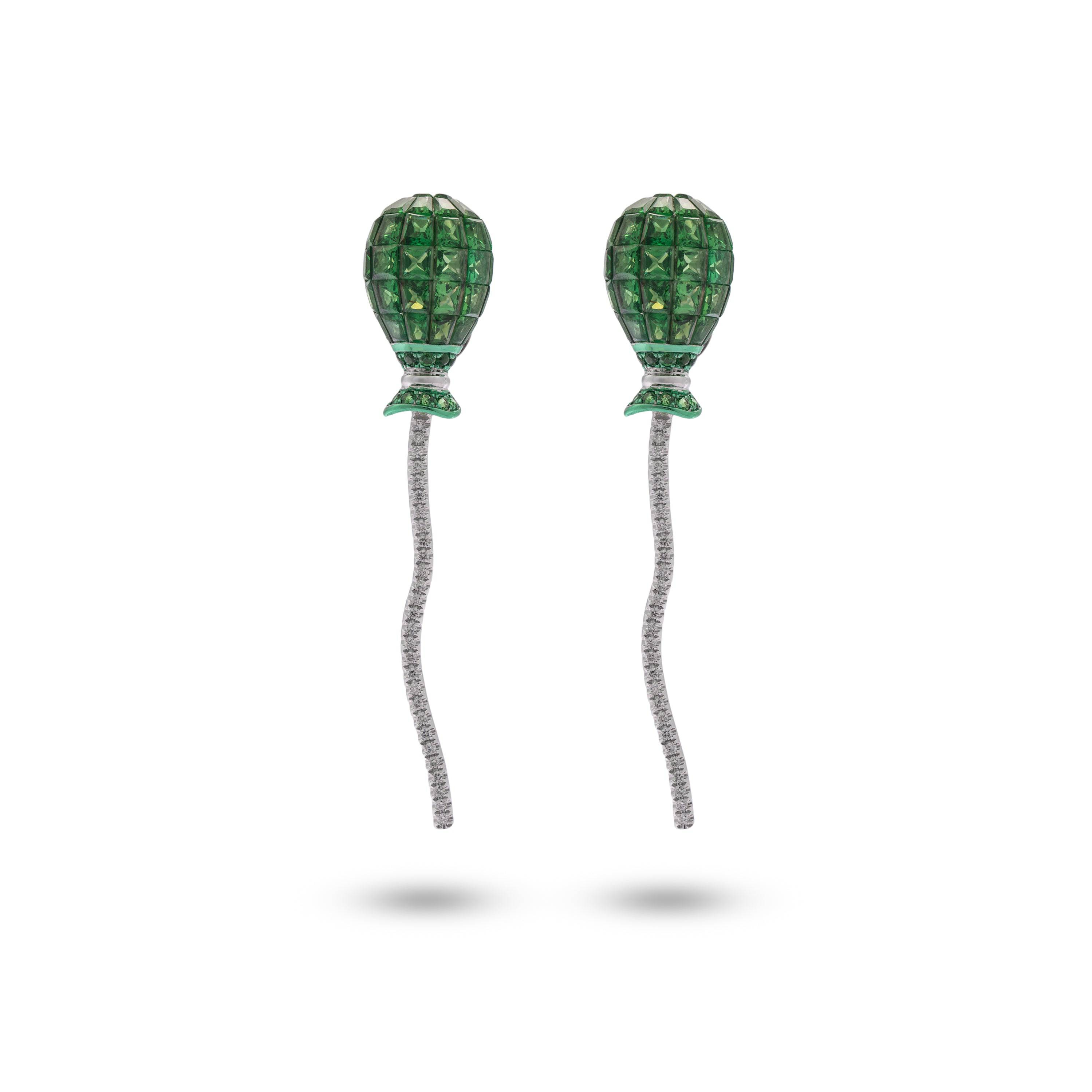 Transformational Tsavorite & Diamond Balloon Earrings - K.S. Sze & Sons