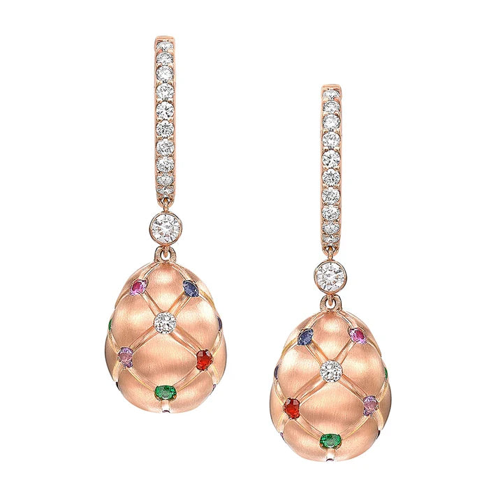 FABERGE Multicolored Brushed Egg Drop Earrings - K.S. Sze & Sons