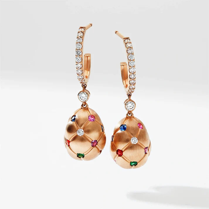 FABERGE Multicolored Brushed Egg Drop Earrings - K.S. Sze & Sons