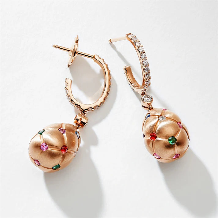 FABERGE Multicolored Brushed Egg Drop Earrings - K.S. Sze & Sons
