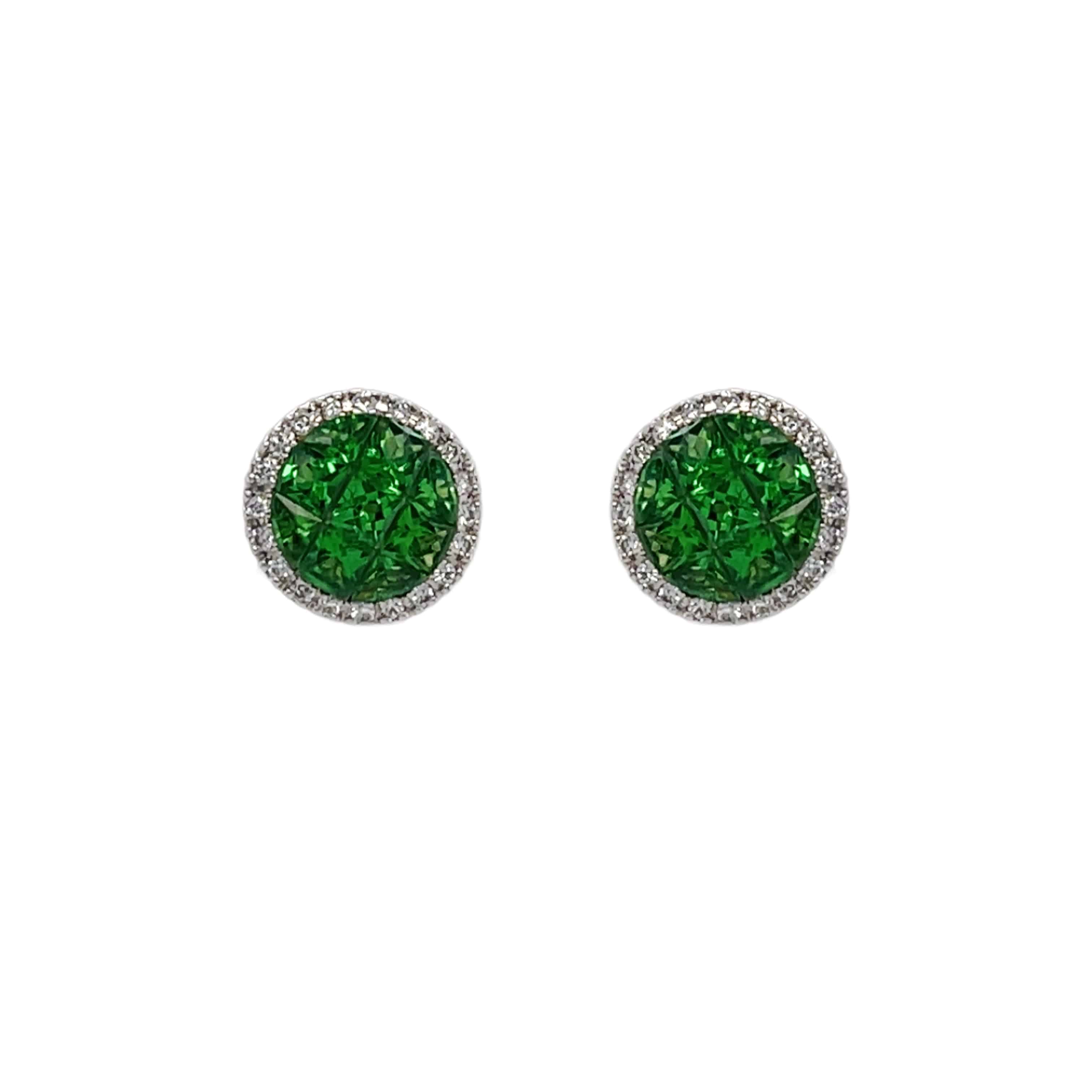 Tsavorite & Diamond Invisible Setting Earrings - K.S. Sze & Sons
