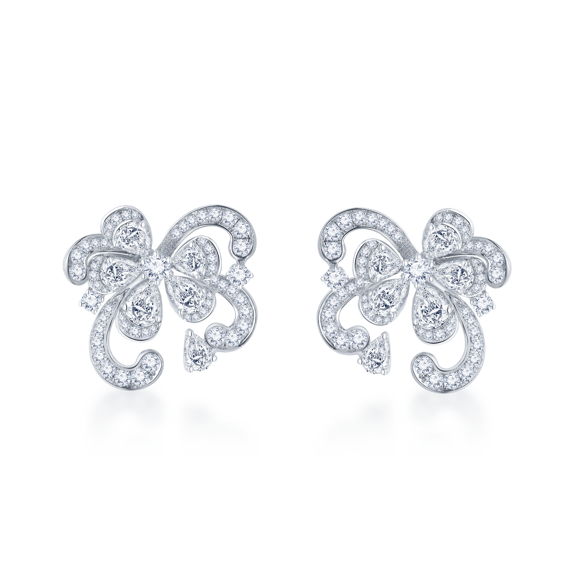 White Diamond Floral Earrings - K.S. Sze & Sons