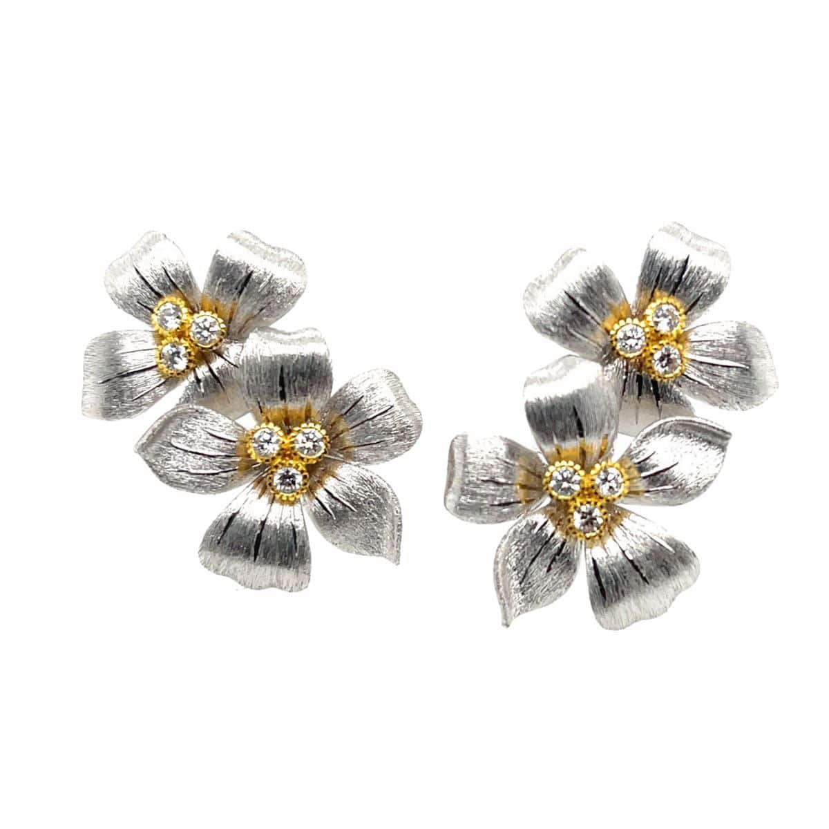 White Diamond Floral Earrings - K.S. Sze & Sons