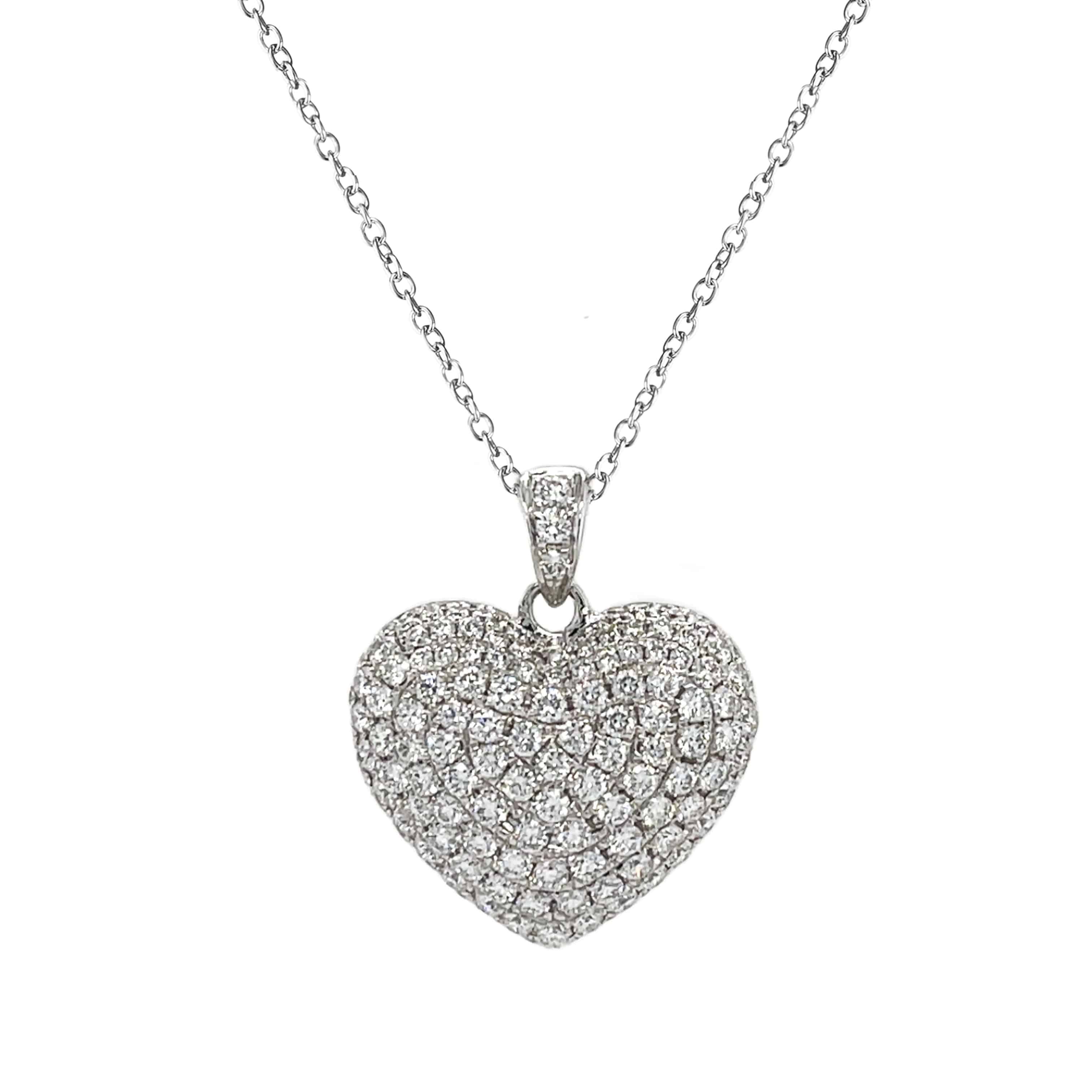 White Diamond Heart Shaped Pendant - K.S. Sze & Sons