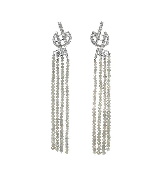 White & Grey Diamond Earrings - K.S. Sze & Sons