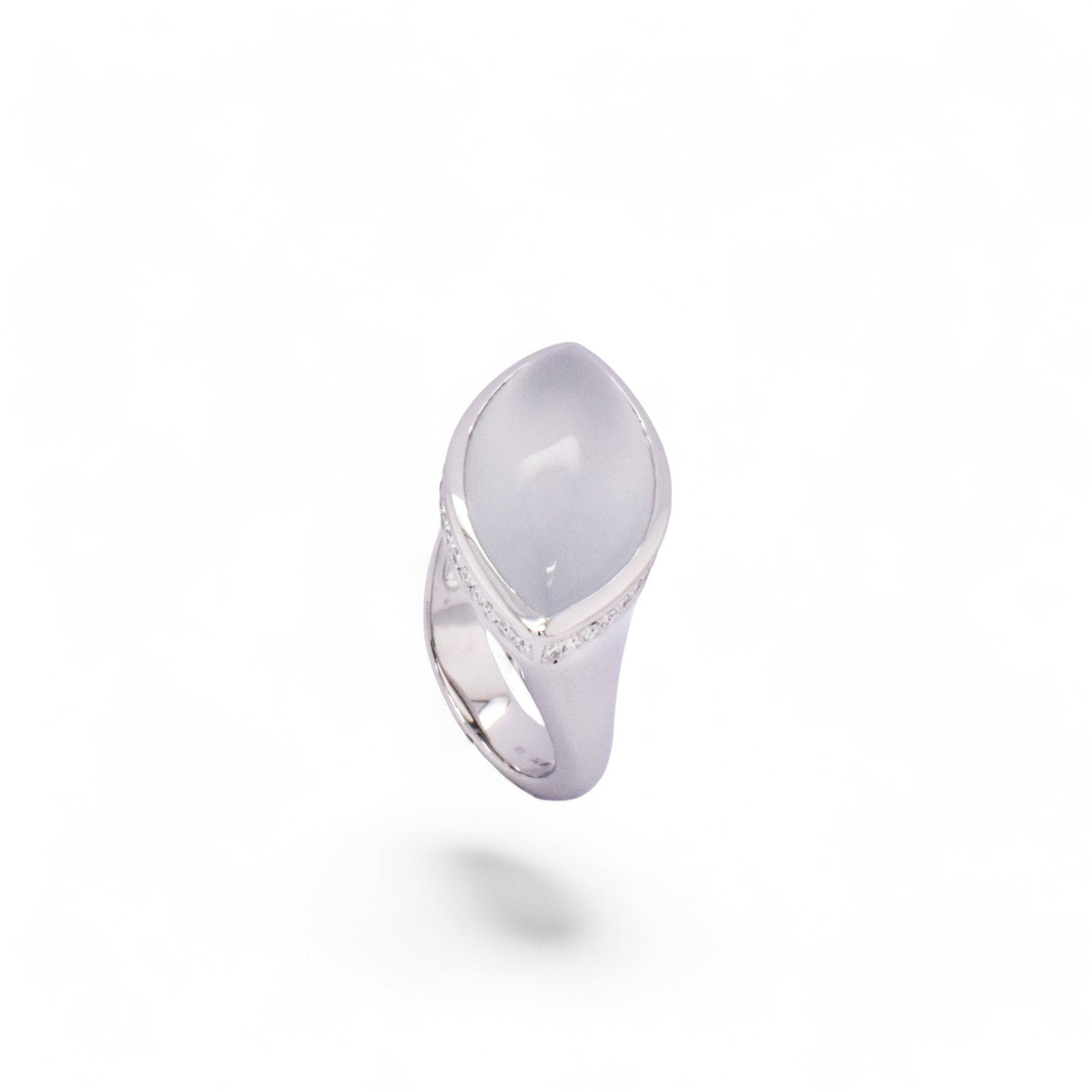 White Jade & Diamond Ring - K.S. Sze & Sons