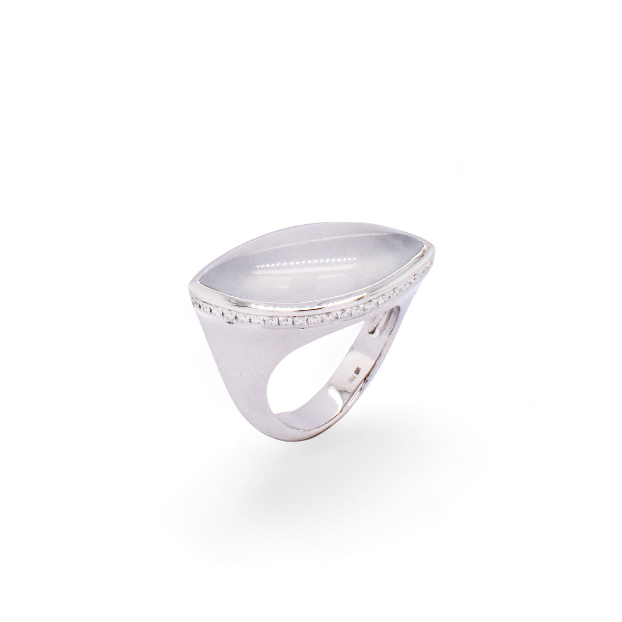White Jade & Diamond Ring - K.S. Sze & Sons