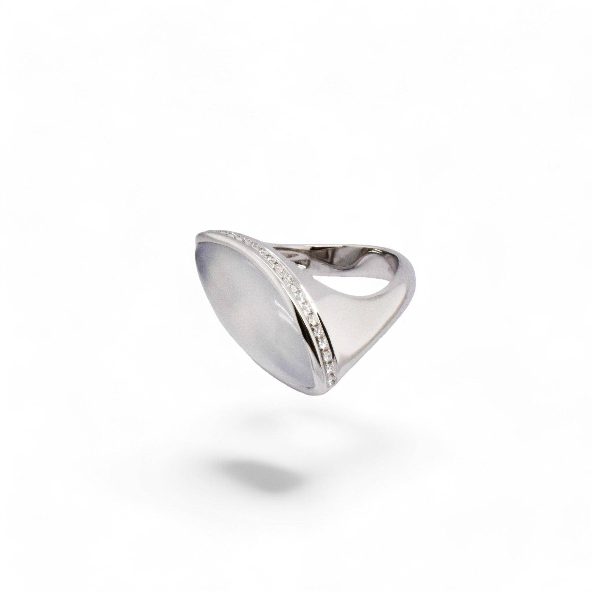 White Jade & Diamond Ring - K.S. Sze & Sons