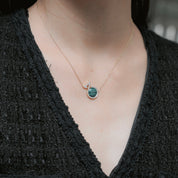 Yellow Gold Malachite & Diamonds Necklace - K.S. Sze & Sons