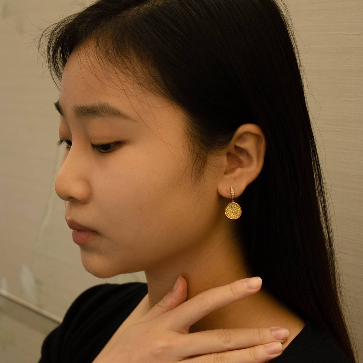 Yellow Sapphire & Brown Diamond Earrings - K.S. Sze & Sons