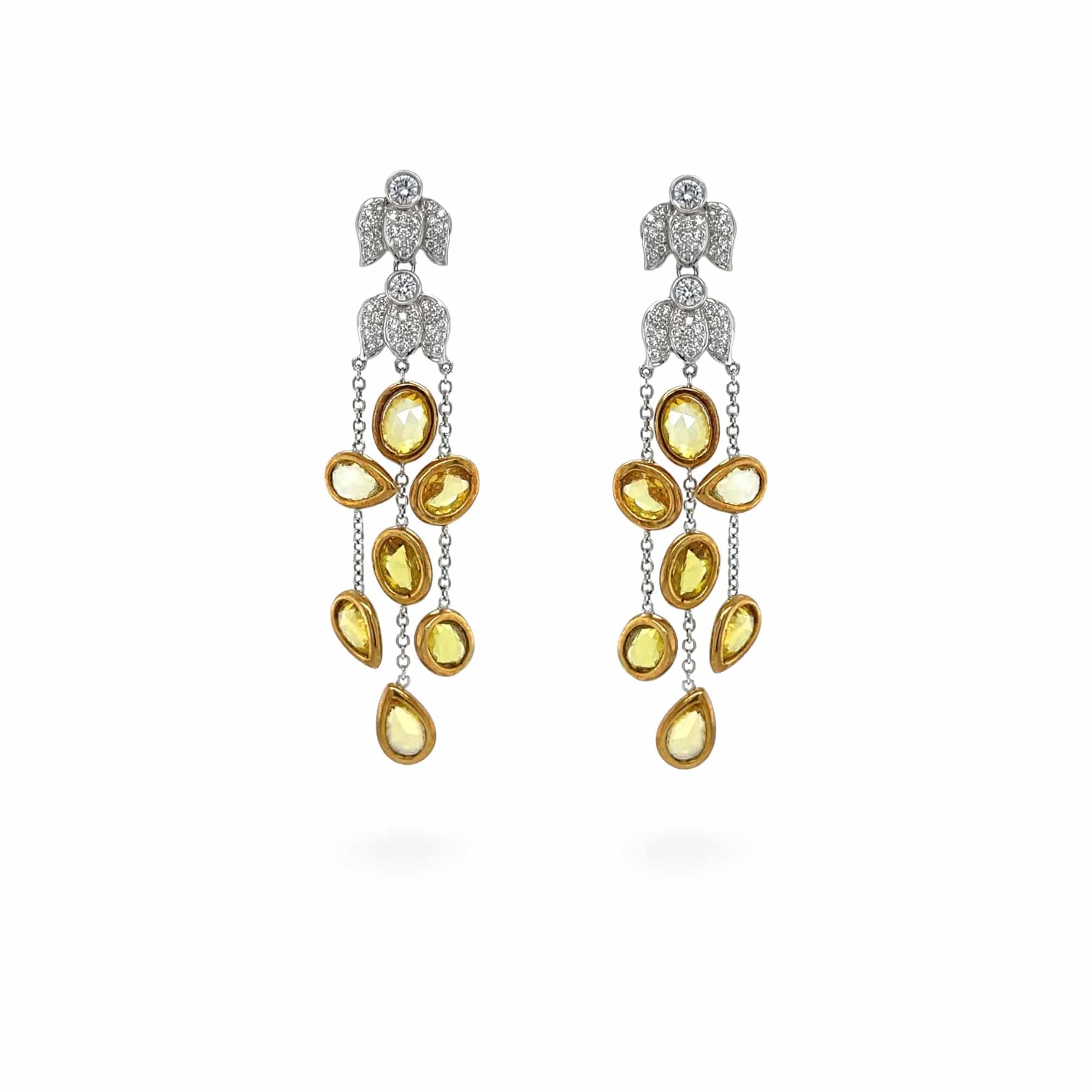 Yellow Sapphire & Diamond Earrings - K.S. Sze & Sons