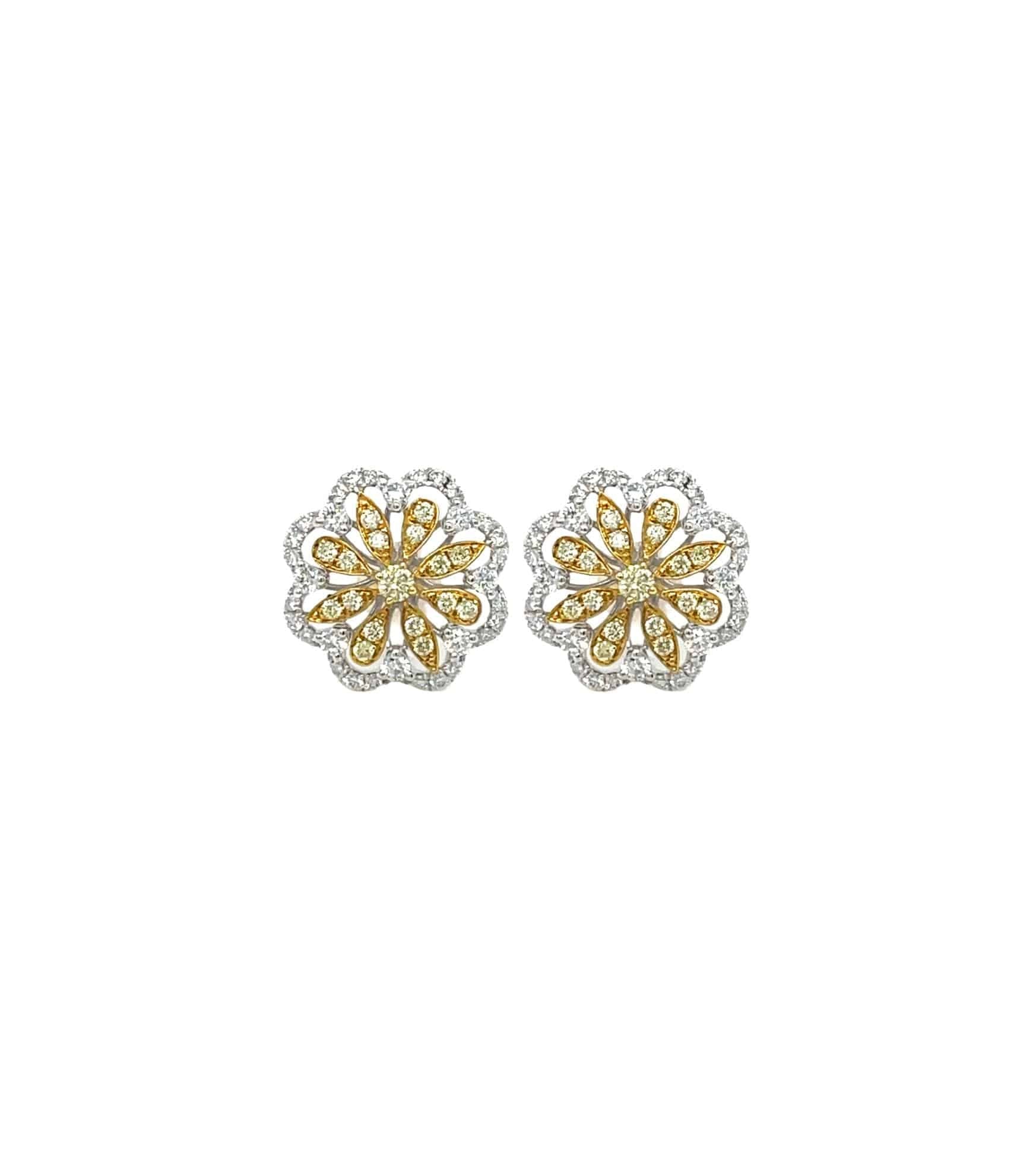 Yellow & White Diamond Earrings - K.S. Sze & Sons
