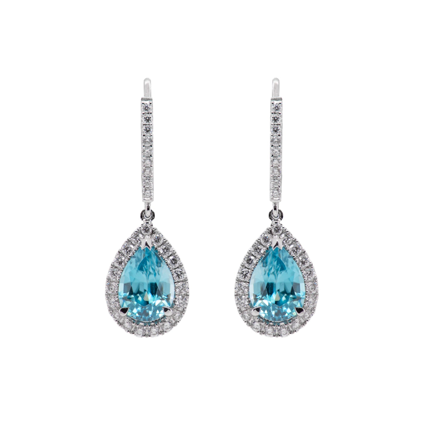 18K Blue Zircon & Diamond Earrings - K.S. Sze & Sons