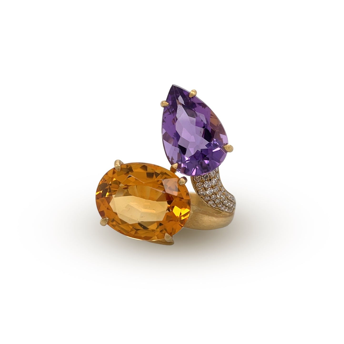 18K Amethyst, Citrine & Diamond Ring - K.S. Sze & Sons