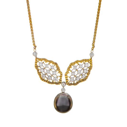18K Tahitian South Sea Pearl & Diamond Necklace - K.S. Sze & Sons