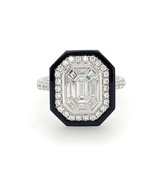 18K Art Deco Design Diamond Ring - K.S. Sze & Sons