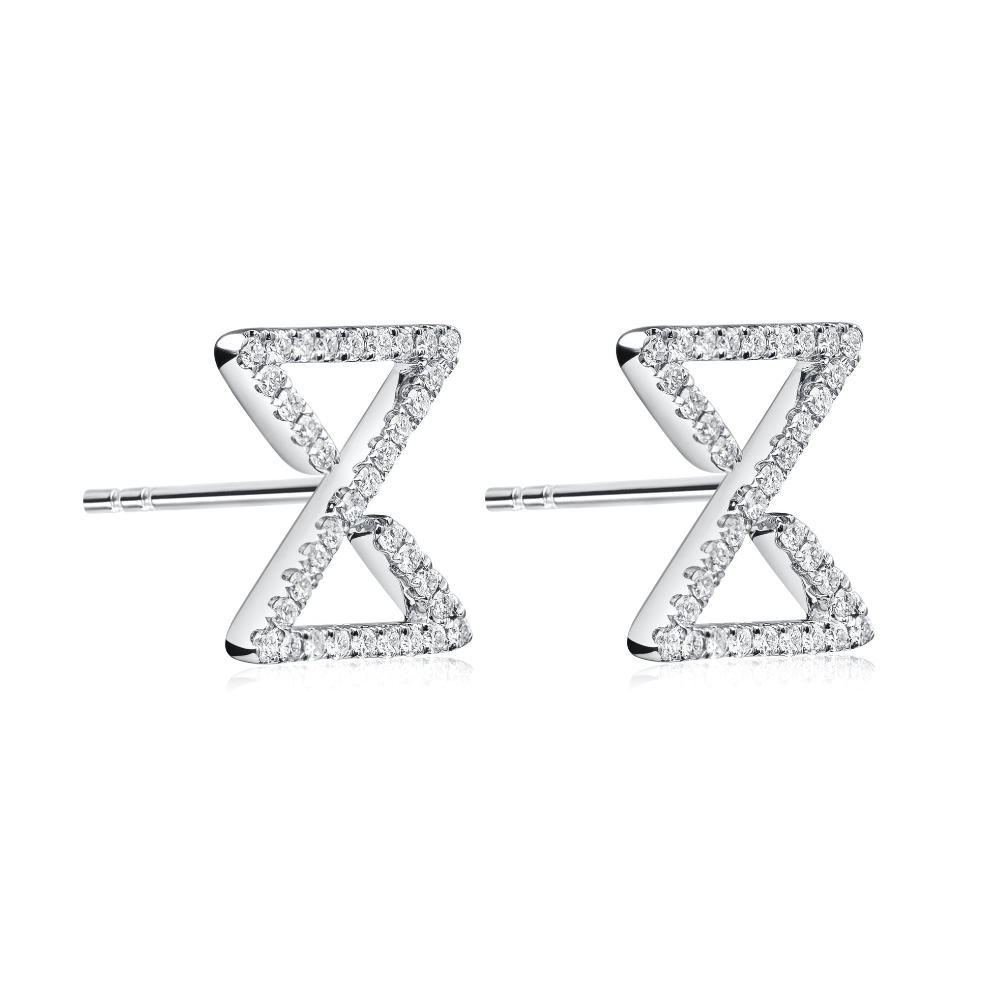 Infinity Ear Studs In 18K White Gold With Diamonds - ZNS Jewellery