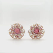 Conch Pearl, Pink Sapphire & Diamond Earrings