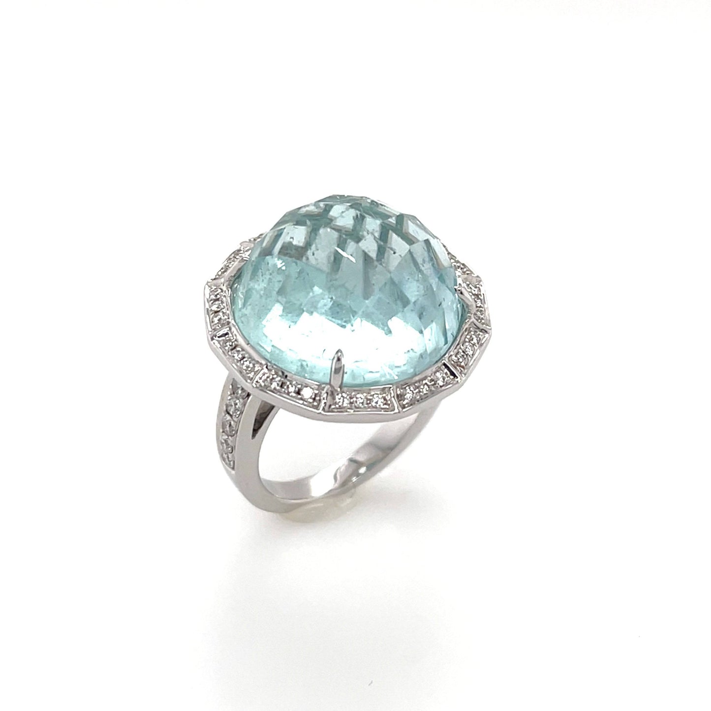 18K Aquamarine & Diamond Ring - K.S. Sze & Sons