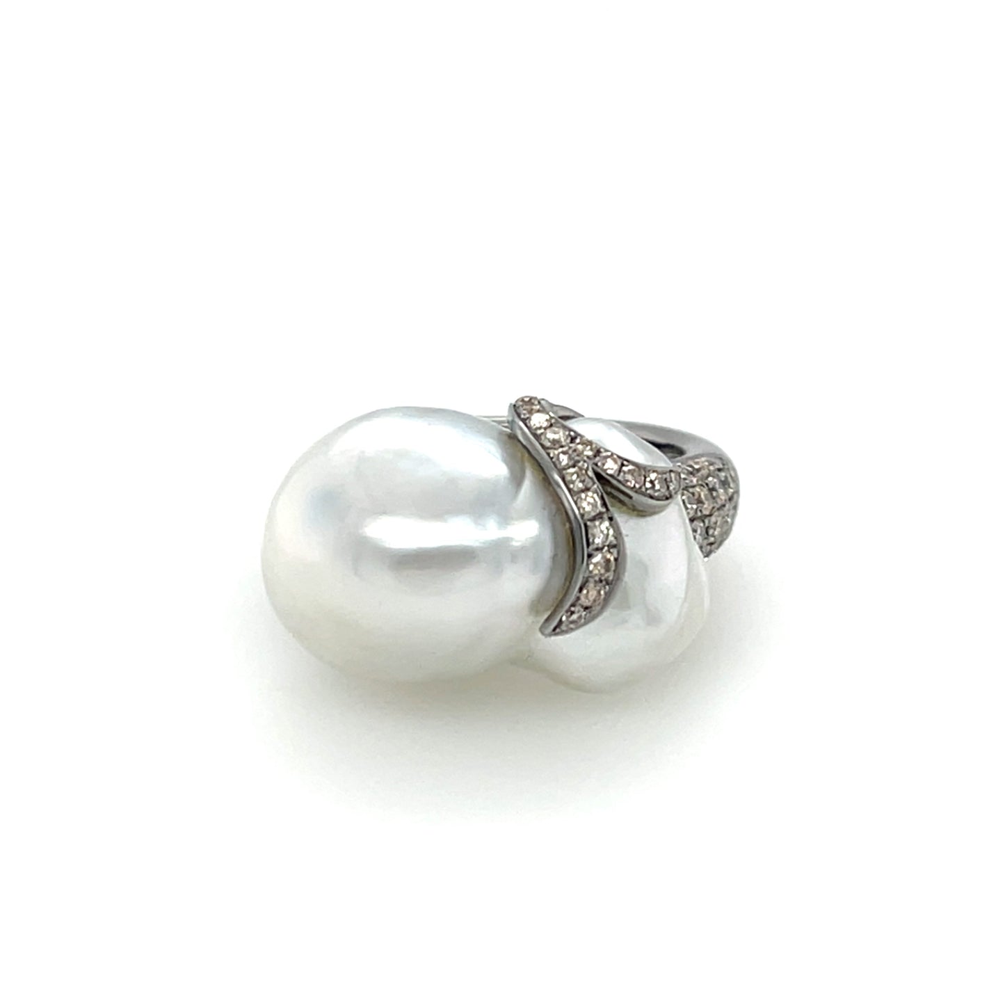 18K Baroque South Sea Pearl & Diamond Ring - K.S. Sze & Sons