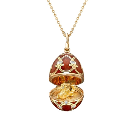 Heritage Yellow Gold Diamond & Red Guilloché Enamel Year Of The Dragon Surprise Locket - K.S. Sze & Sons