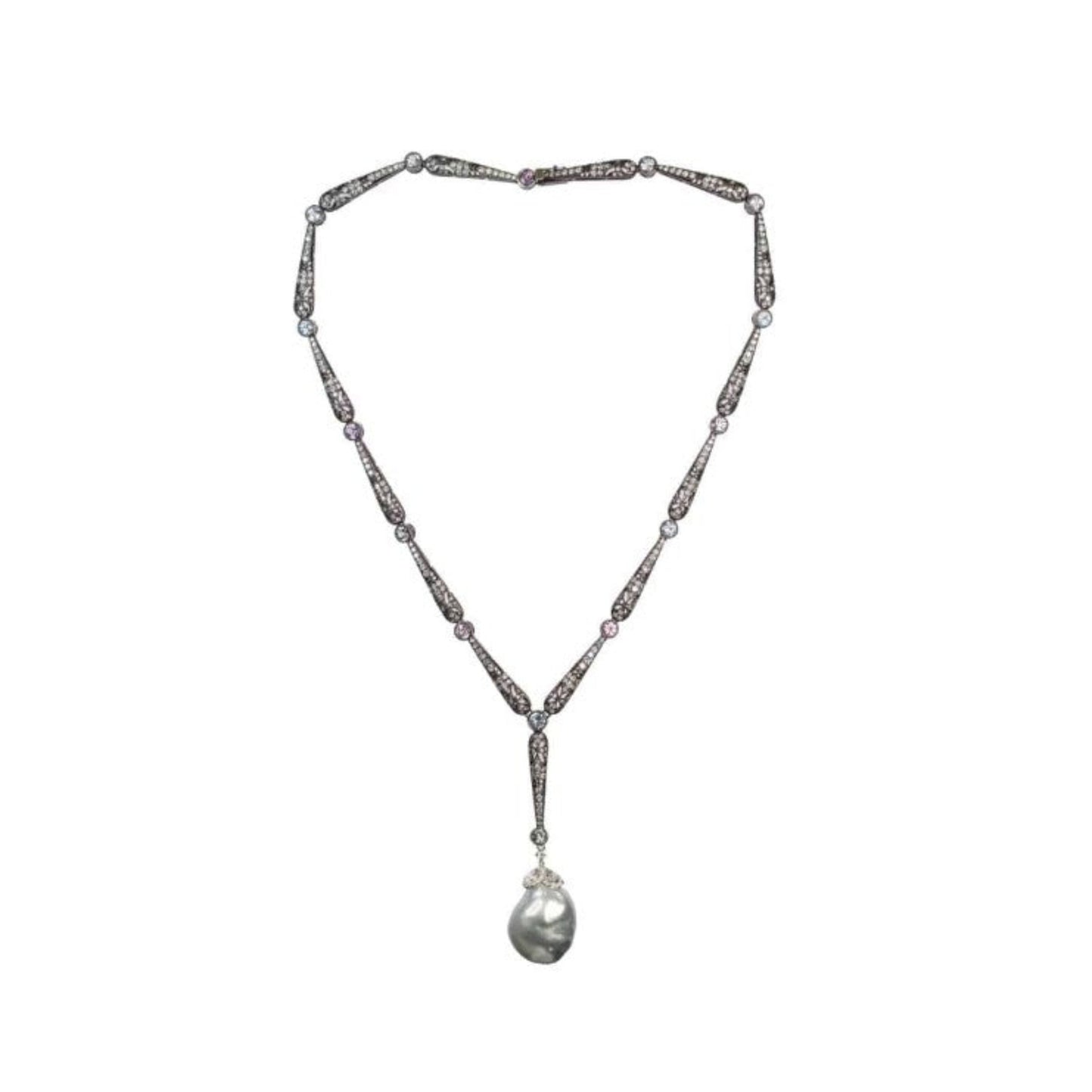 Colour Sapphire, Diamond & South Sea Pearl Necklace - K.S. Sze & Sons