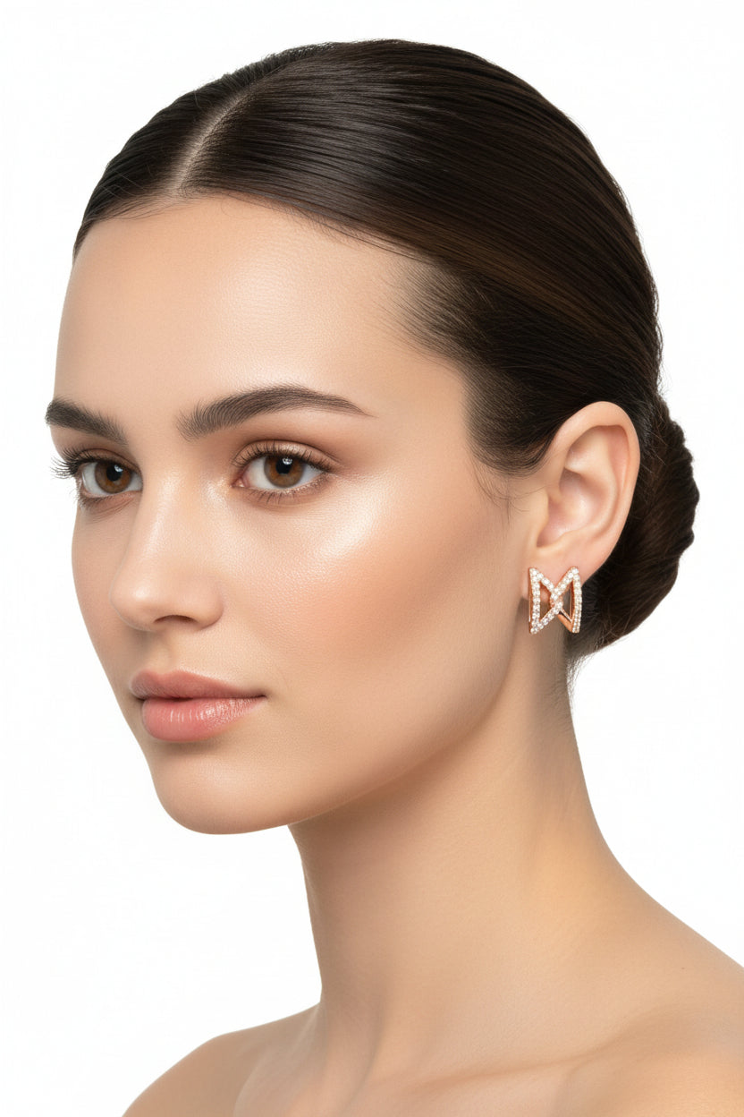 The Big Z Ear Studs in Rose Gold with Diamonds (Large)