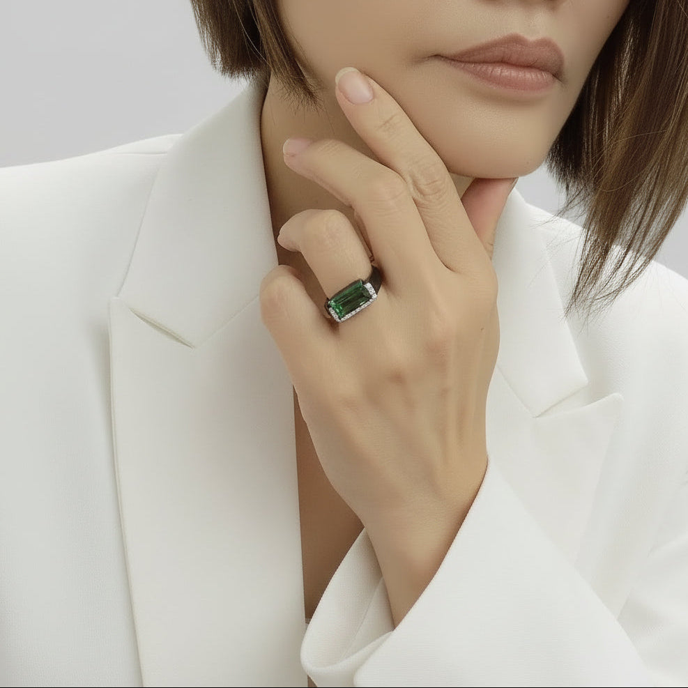 Tourmaline Enamel Ring
