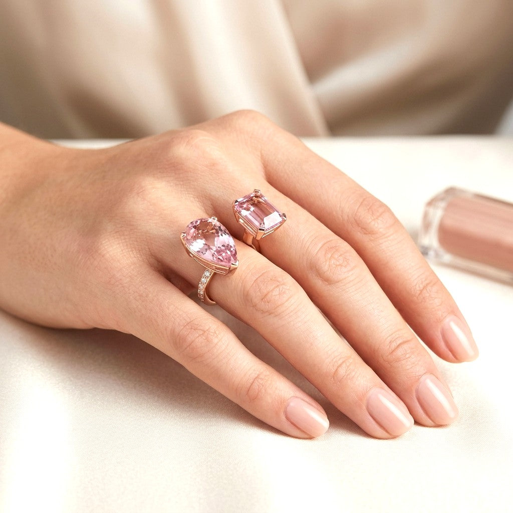 Kunzite & Diamond Ring