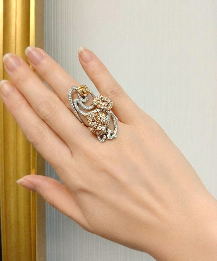 White Diamond Floral Ring
