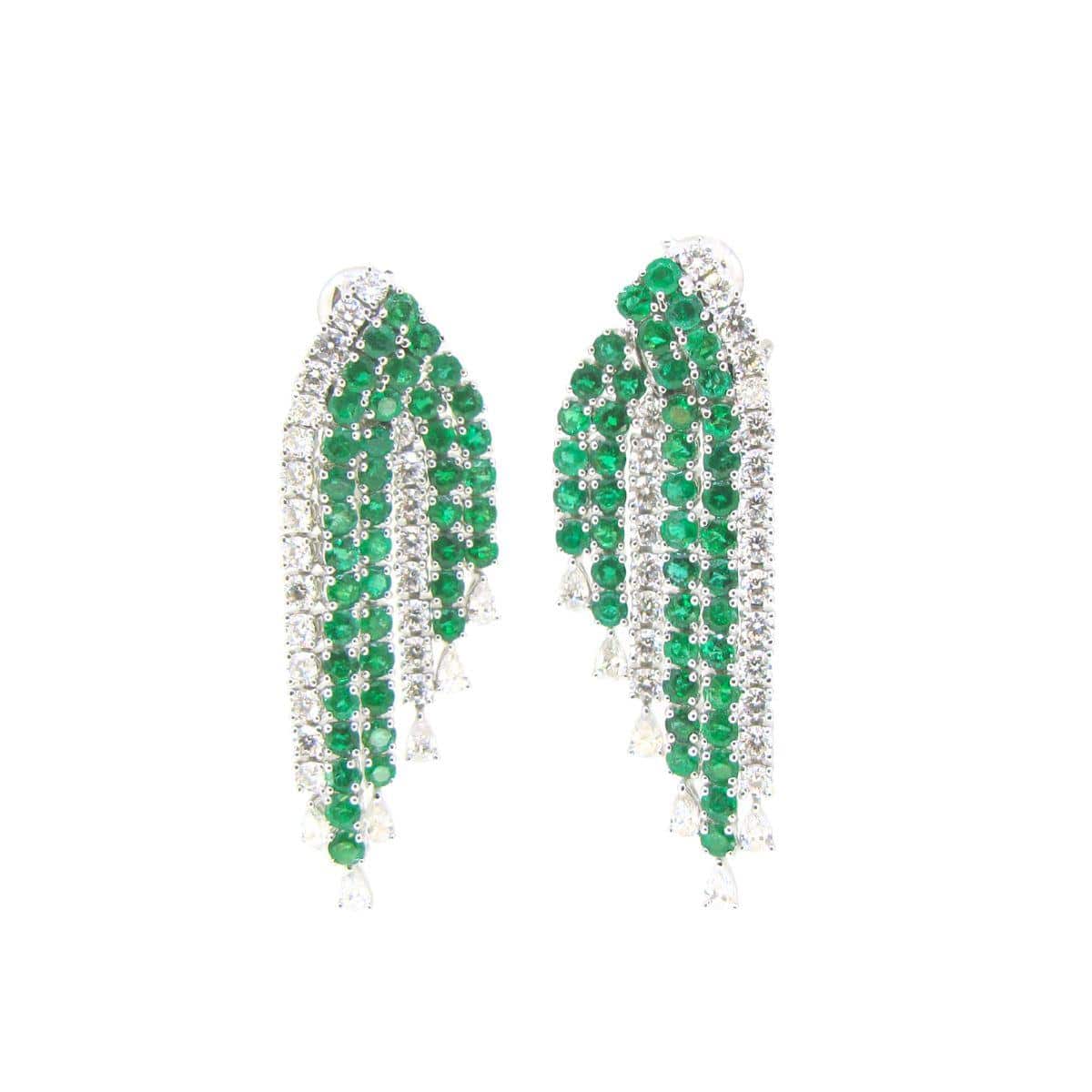 18K W/G Emerald Diamond Earrings - K.S. Sze & Sons