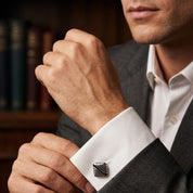 Hematite & White Gold Cufflinks
