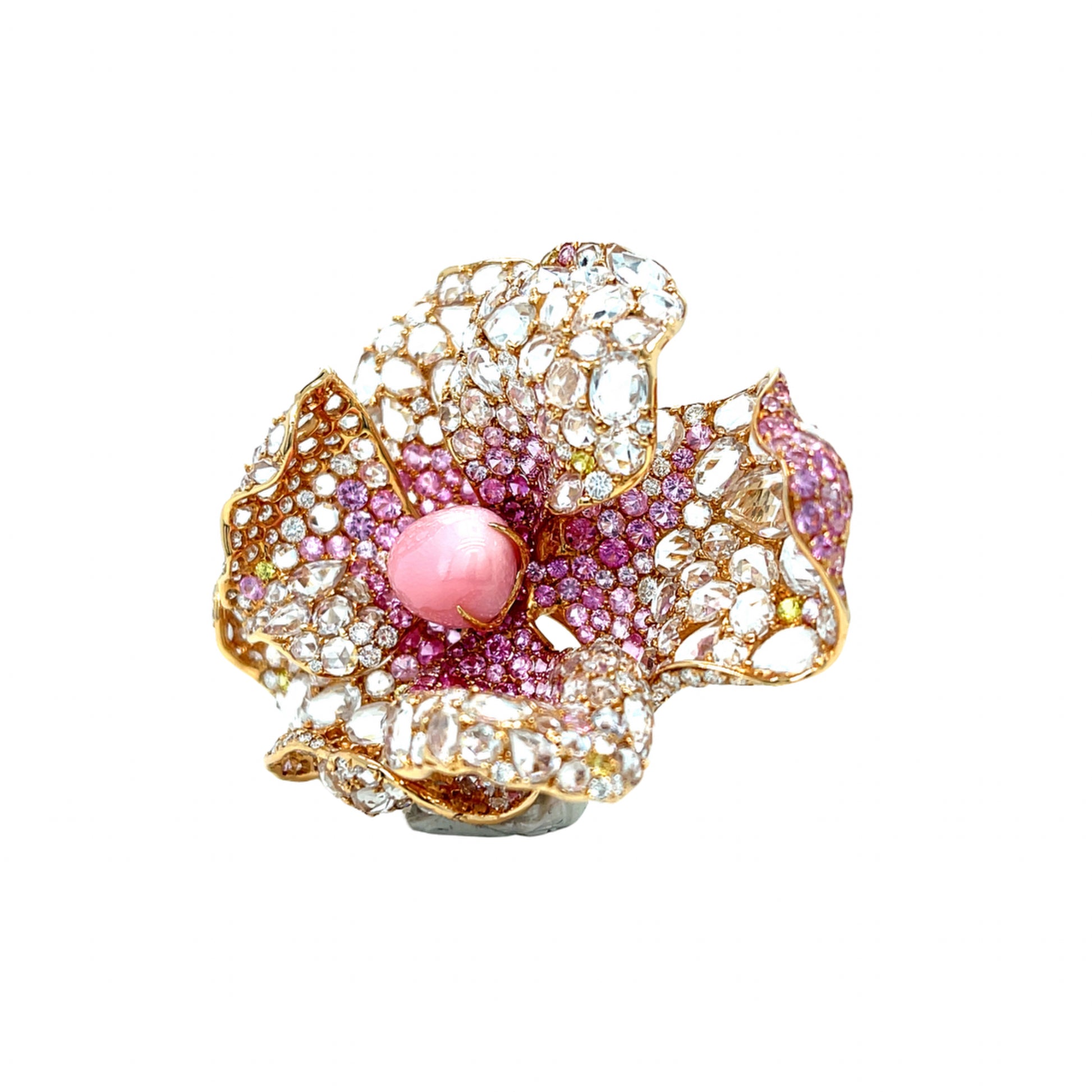 Transformational Conch Pearl, Color Sapphire & Diamond Brooch/ Ring - K.S. Sze & Sons