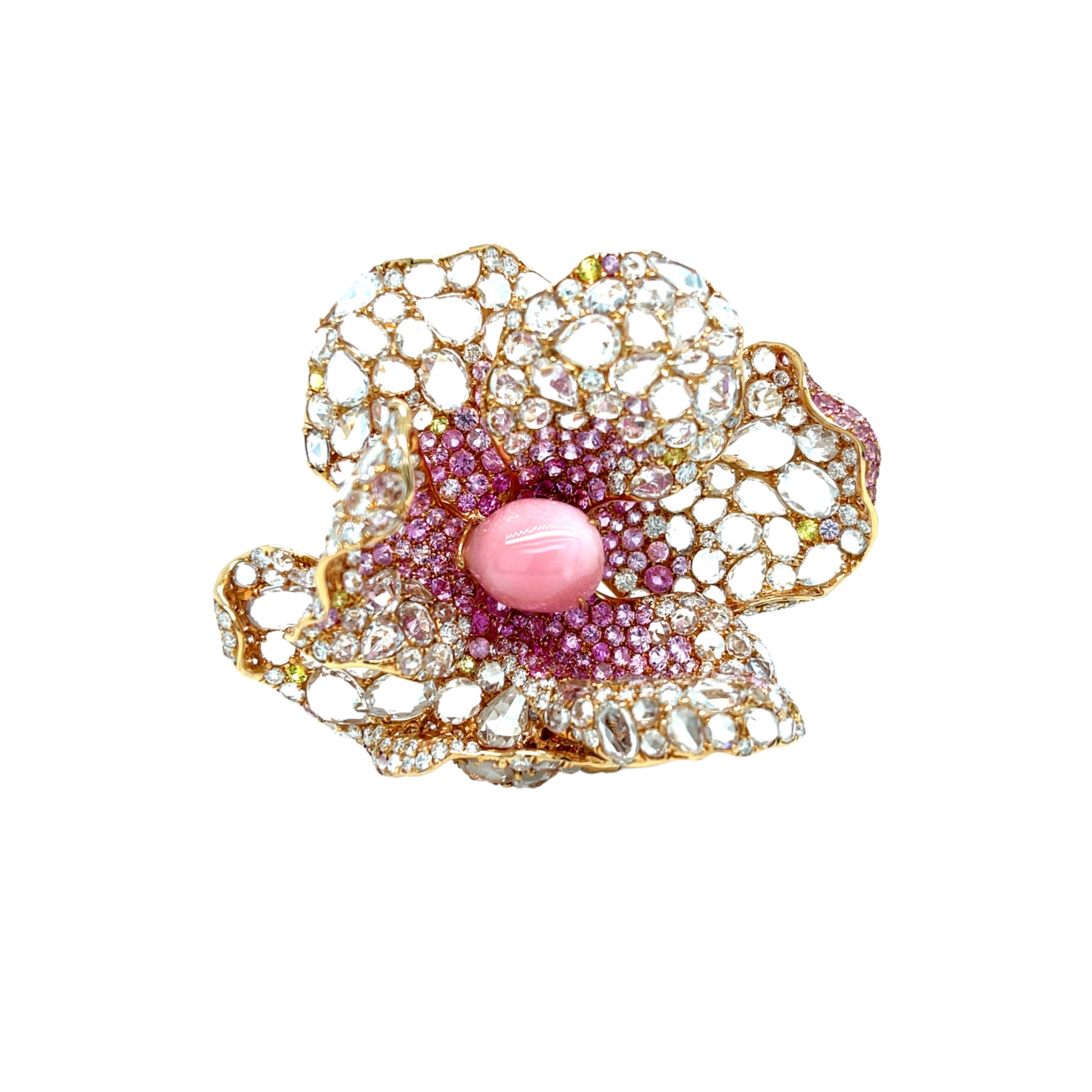 Transformational Conch Pearl, Color Sapphire & Diamond Brooch/ Ring - K.S. Sze & Sons