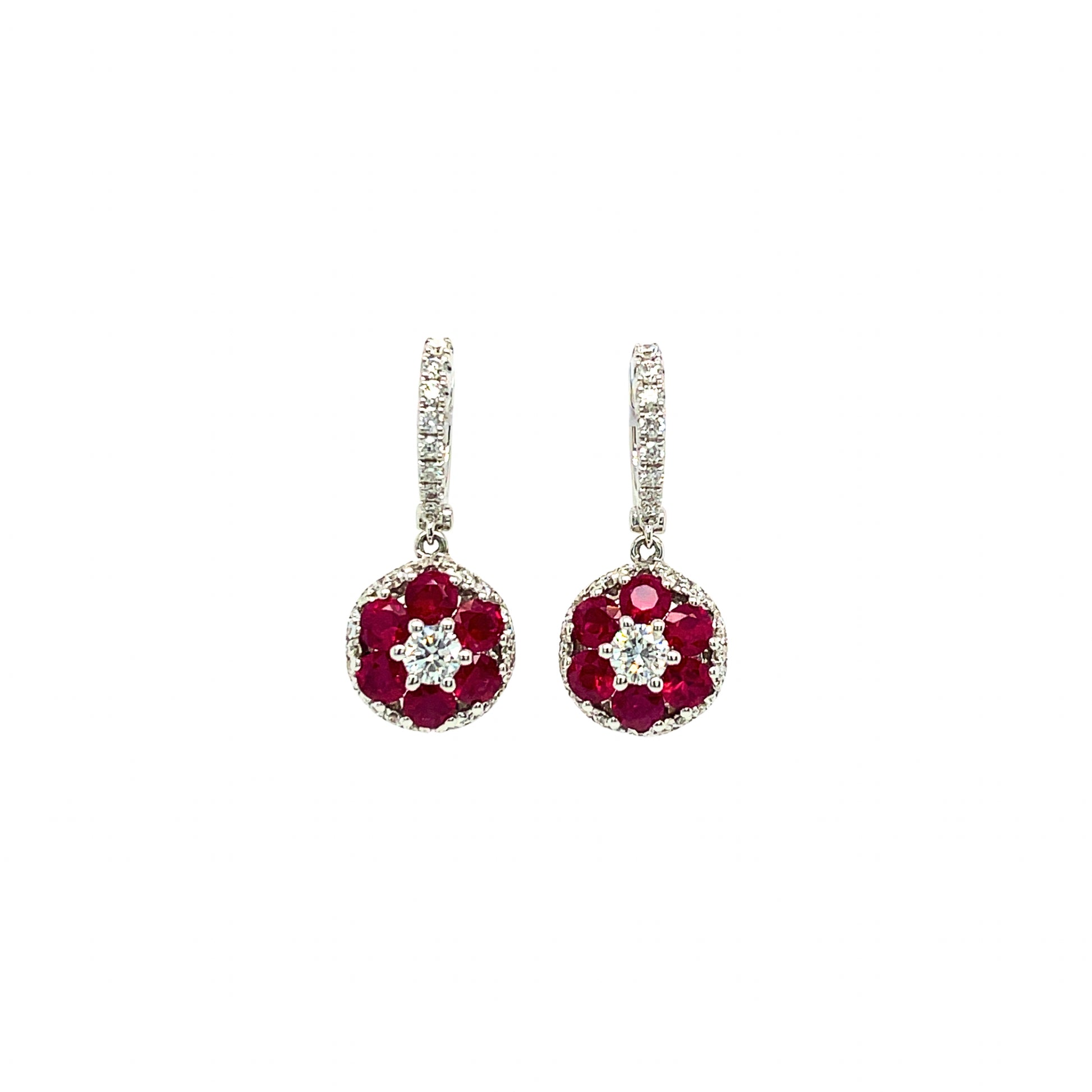 Ruby & Diamond Drop Earrings - K.S. Sze & Sons