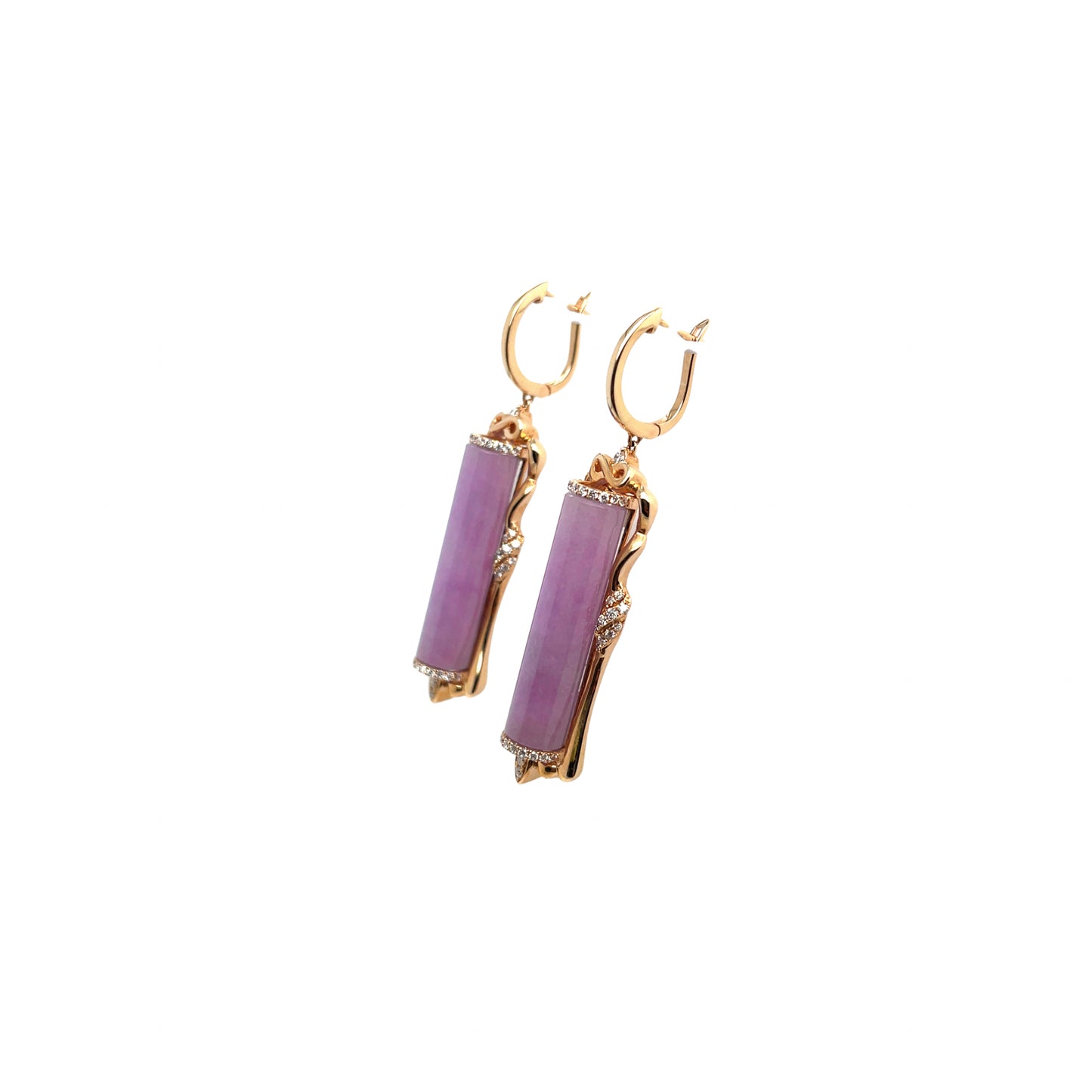 Lavender Jade & Diamond Drop Earrings - K.S. Sze & Sons