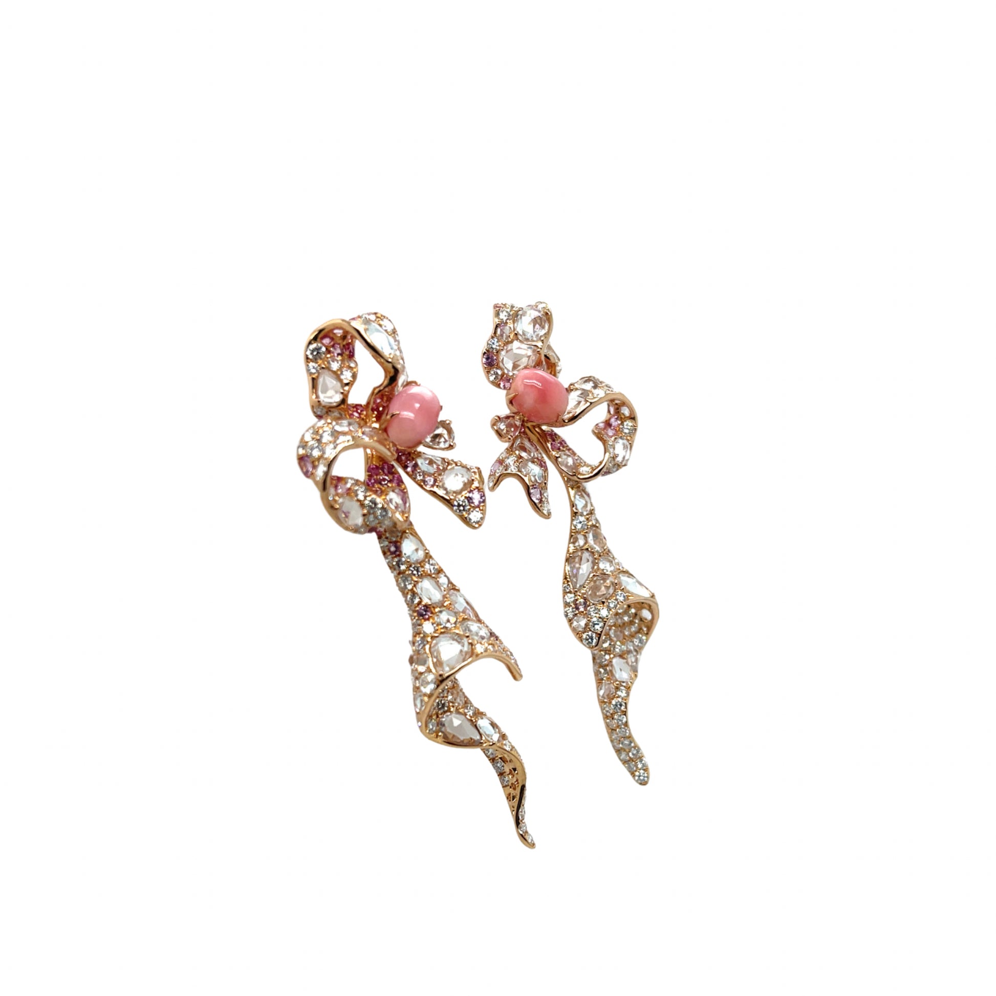 Ribbon Conch Pearl, Sapphire & Diamond Earrings - K.S. Sze & Sons