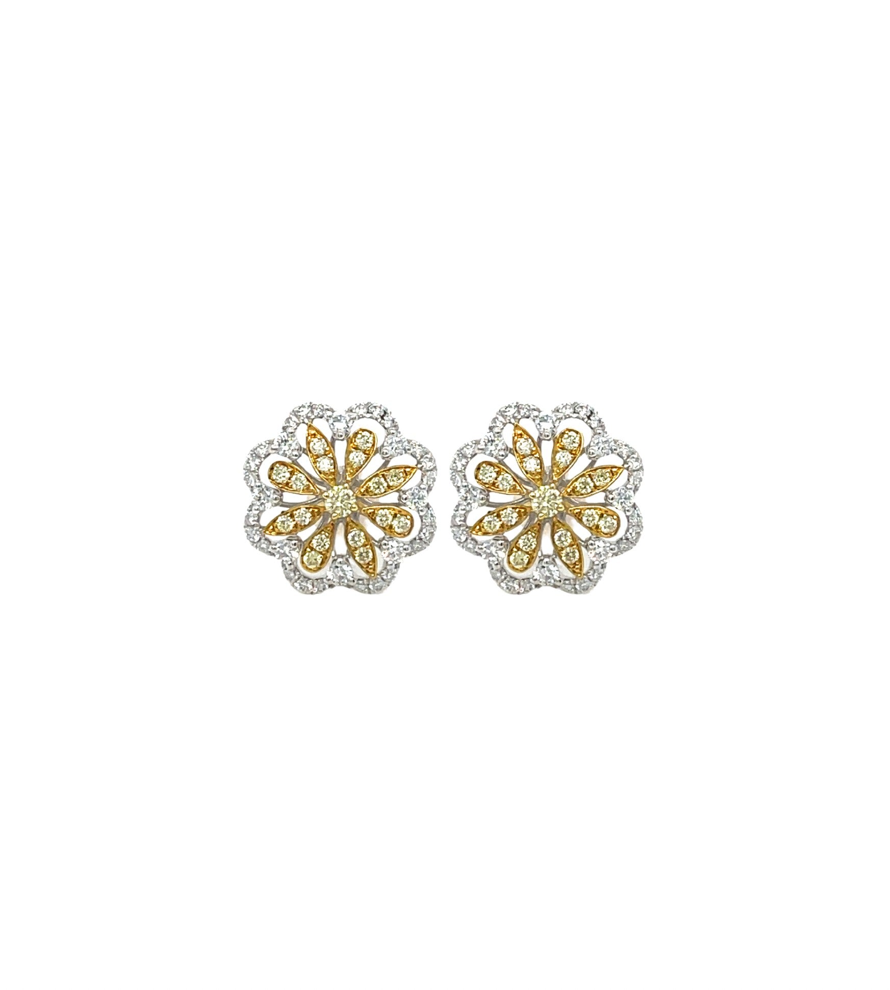 Yellow & White Diamond Earrings - K.S. Sze & Sons