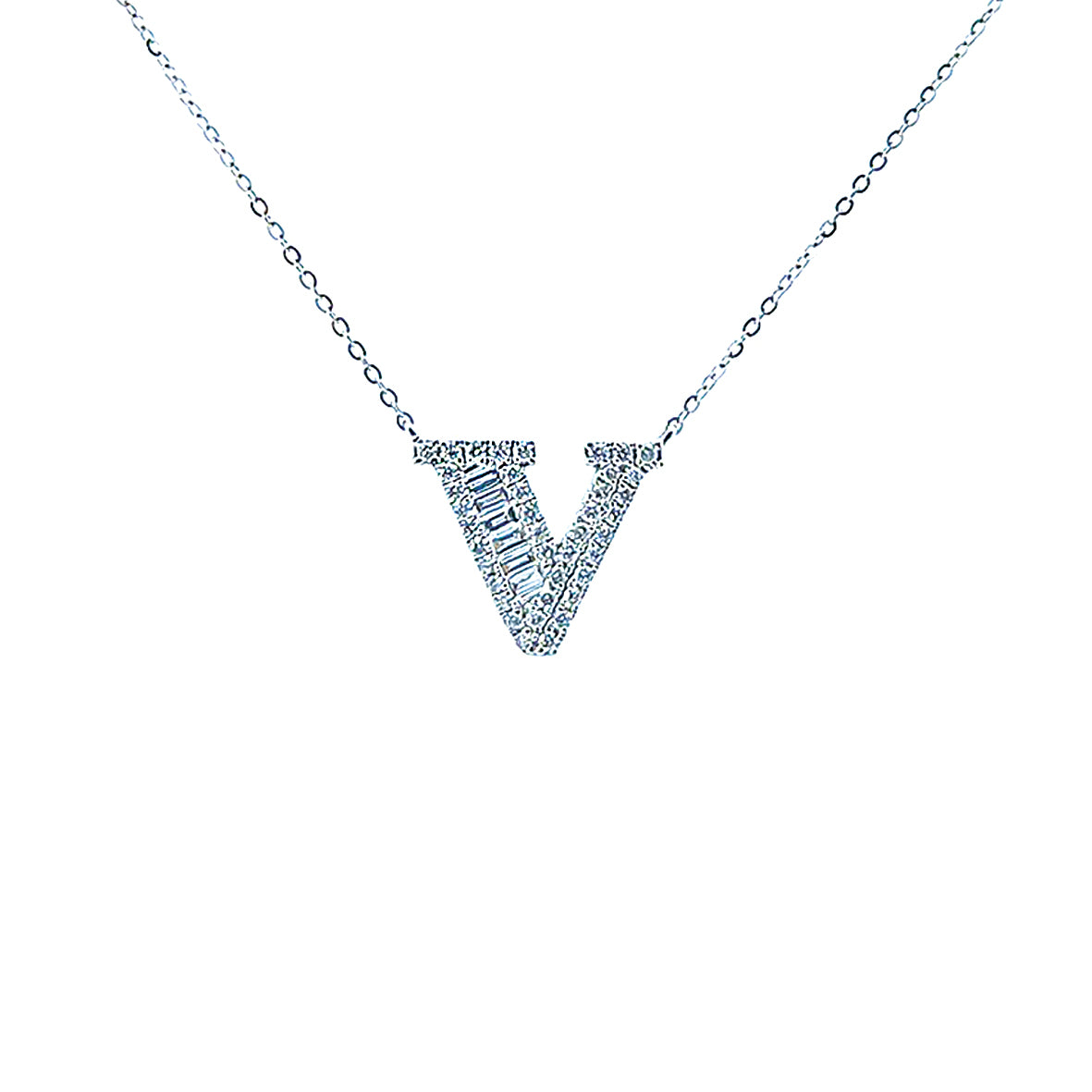 Initial Diamond Necklace “V”