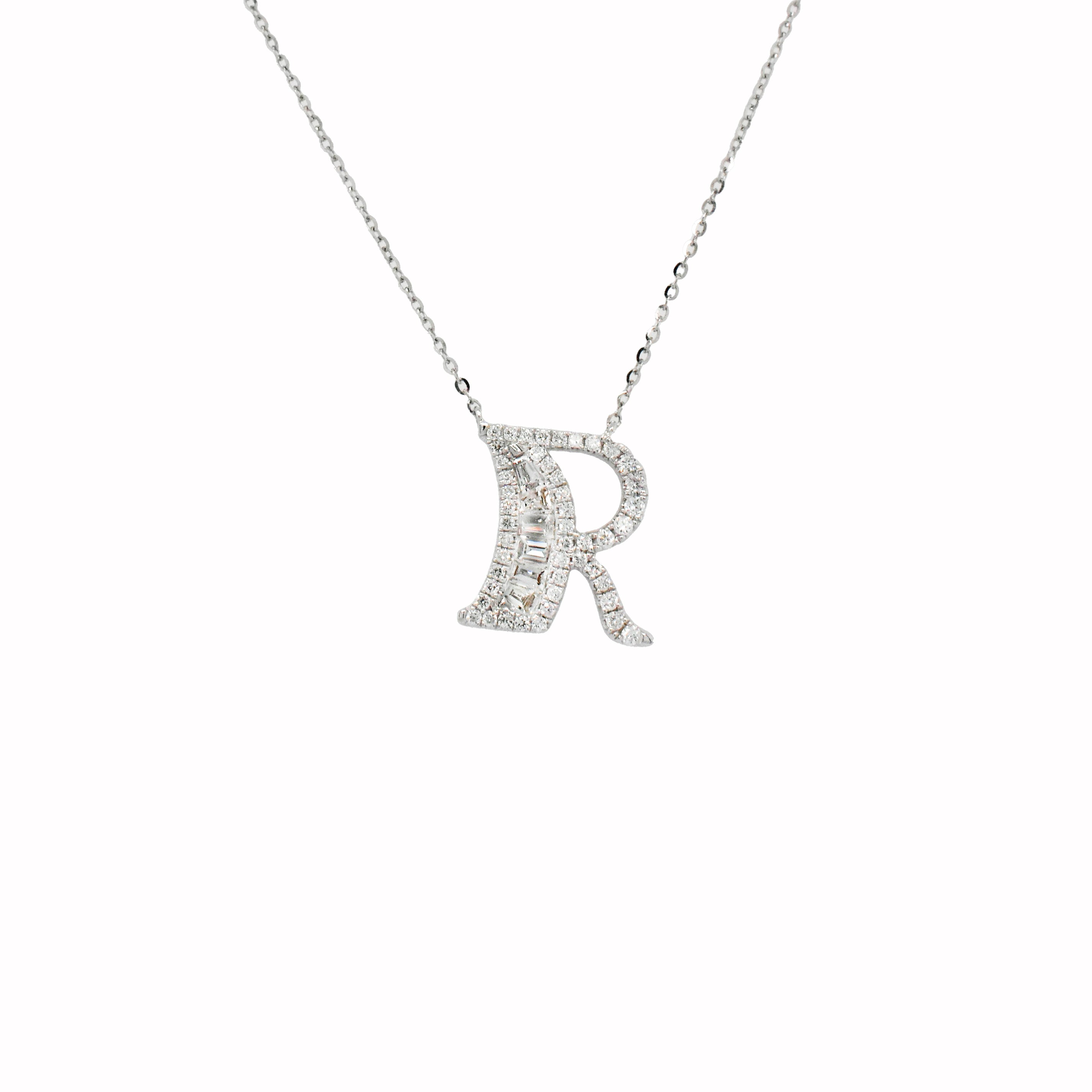 Initial Diamond Necklace  "R"